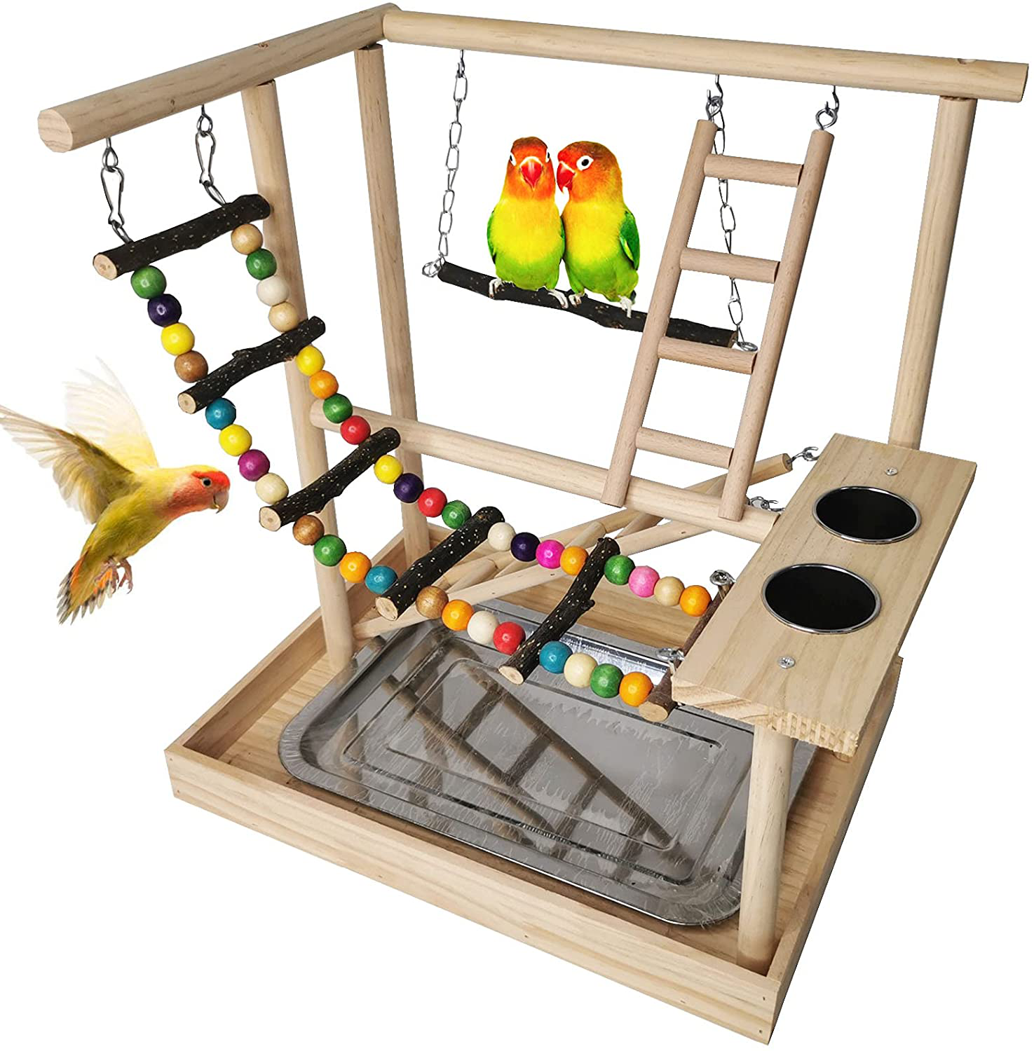 Hamiledyi Parrots Playground, Bird Play Gym Wood Perch Stand