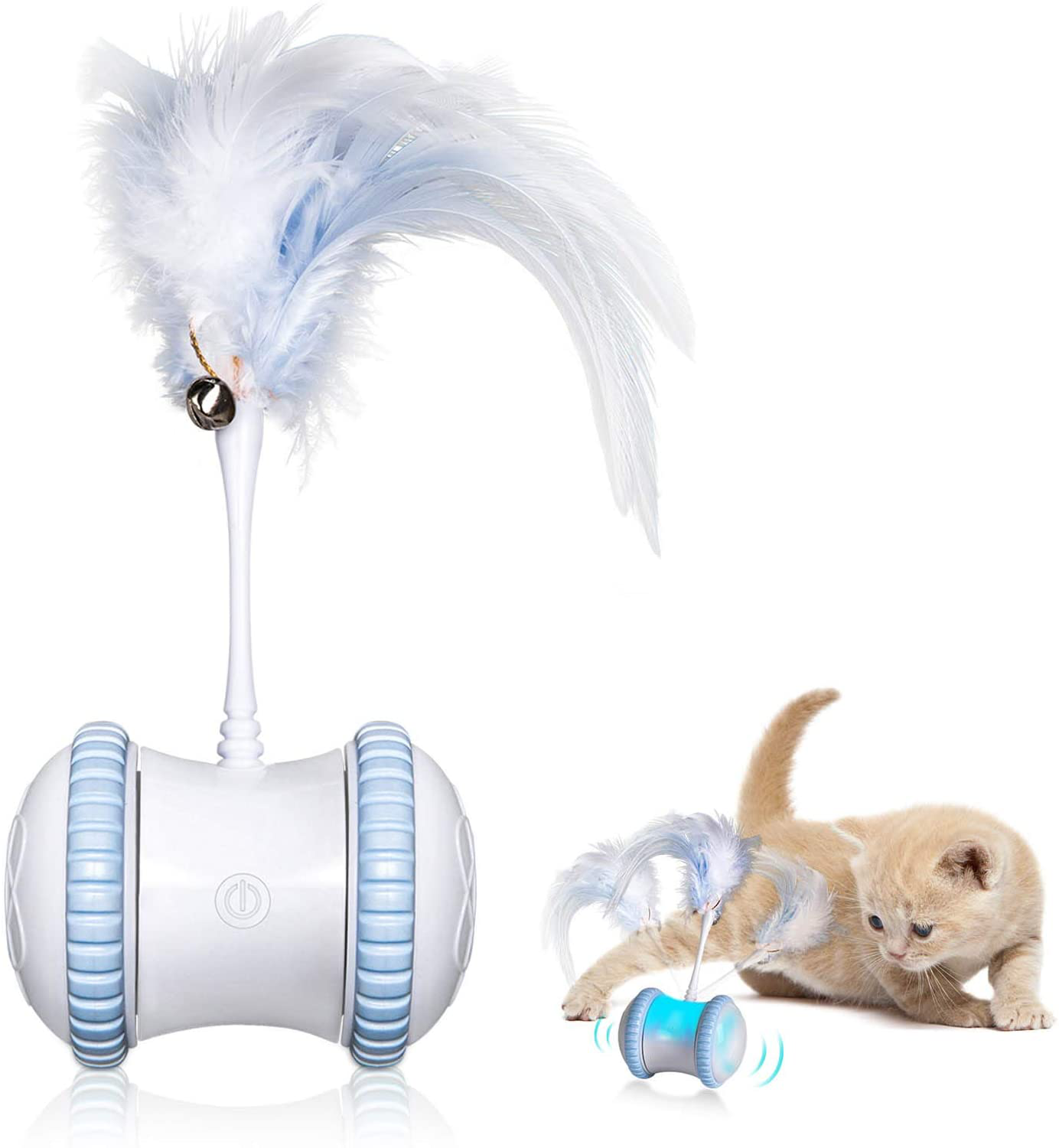 KONPCOIU Automatic Cat Feather Toy—Smart Robotic Interactive Indoor Electronic Pet Toy—Auto/Manual Motorized Toy—360° Rotating Ball Colorful Light Cat Toys for Cat/Mouse/Kitten Hunting Exercise Animals & Pet Supplies > Pet Supplies > Cat Supplies > Cat Toys KONPCOIU   