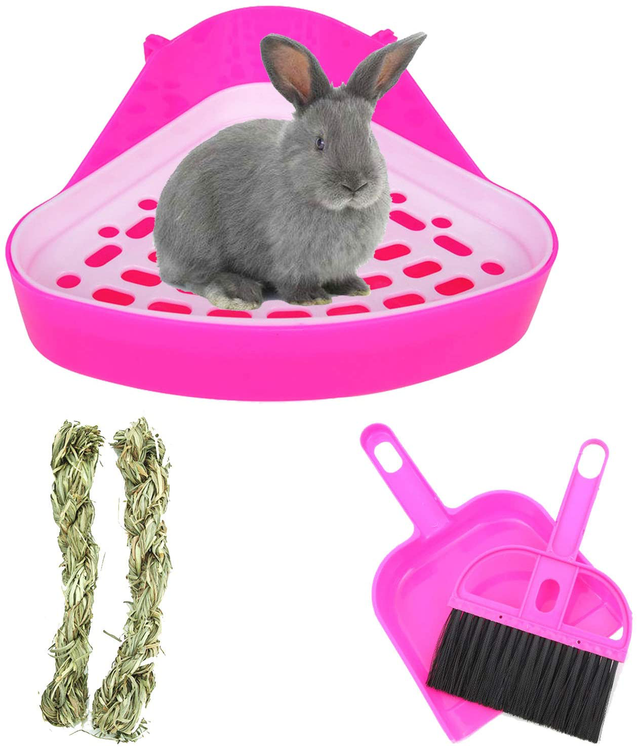 Kathson Triangle Potty Trainer Corner Bunny Toilet Guinea Pig Litter Bedding Plastic Box Pet Pan for Rabbit Chinchilla Hamster Ferret Small Animal(Pink) Animals & Pet Supplies > Pet Supplies > Small Animal Supplies > Small Animal Bedding kathson Pink  