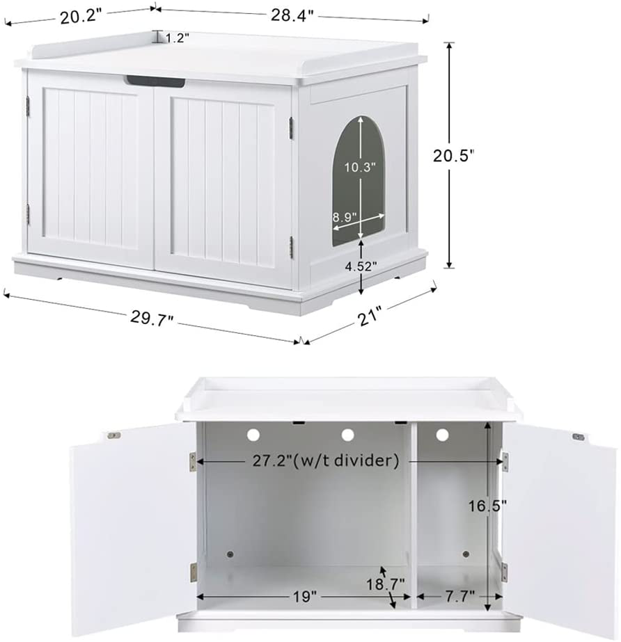 Unipaws Designer Cat Washroom Storage Bench, Litter Box Cover with Sturdy Wooden Structure, Spacious Storage, Easy Assembly, Fit Most of Litter Box Animals & Pet Supplies > Pet Supplies > Cat Supplies > Cat Furniture unipaws   