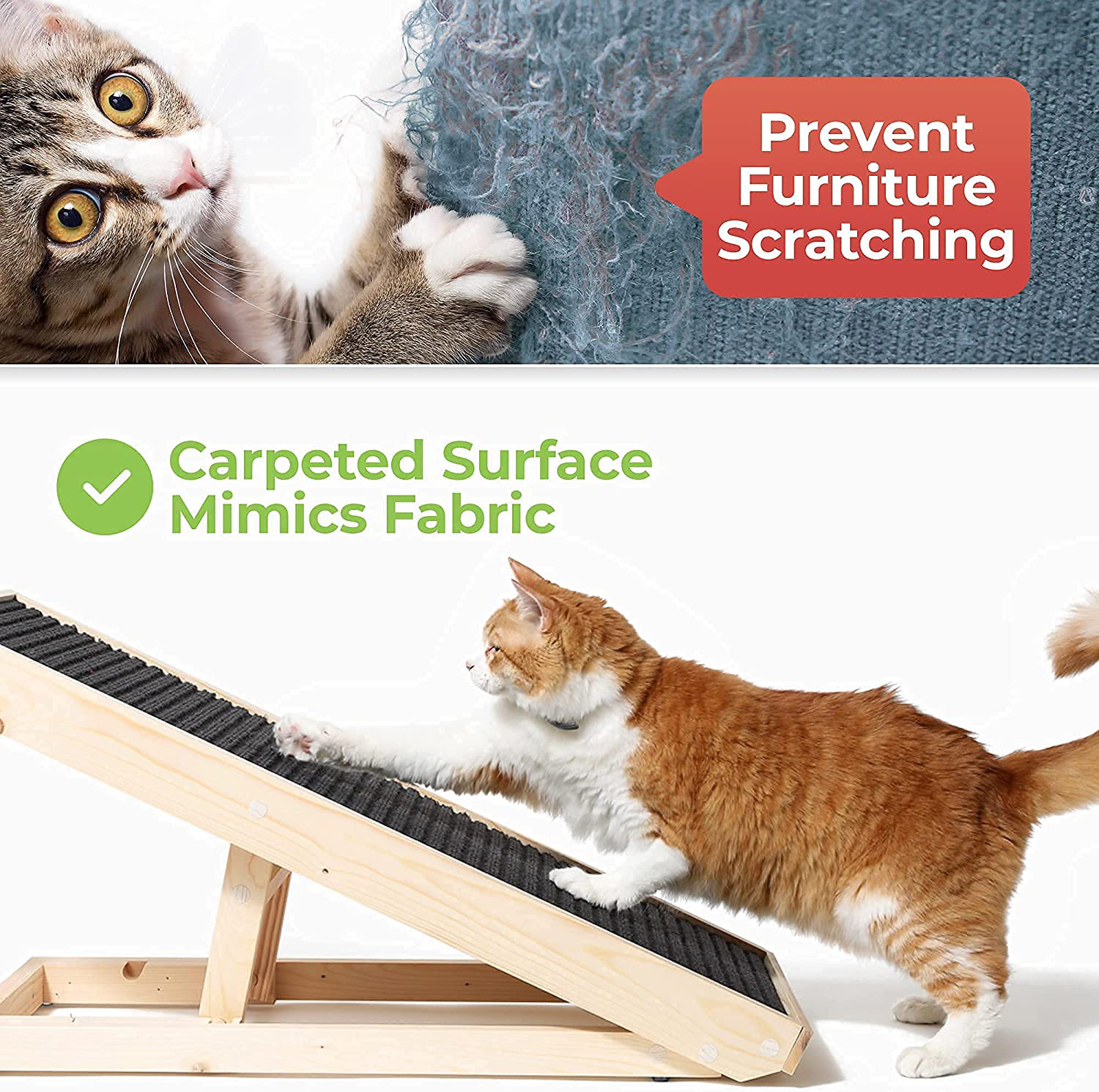 Alpha Paw Scratchyramp 2-In-1 Cat Ramp & Cat Scratcher - Pet Scratching Incline with Replaceable Carpet & Adjustable Height - Scratch Mat & Mobility Ramp for House Cats & Indoor Dogs Animals & Pet Supplies > Pet Supplies > Cat Supplies > Cat Beds Alpha Paw   