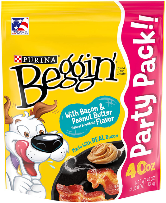PURINA Beggin' Strips Bacon & Peanut Butter Dog Treats Made in USA Facilities Adult Dog Training Treats Animals & Pet Supplies > Pet Supplies > Dog Supplies > Dog Treats Purina Beggin' Bacon & Peanut Butter 40 oz. Pouch 