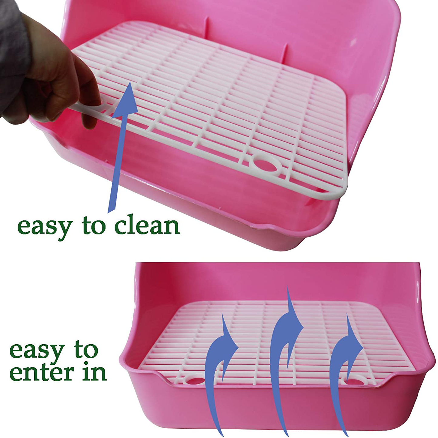 Small Animal Rabbit Litter Toilet, Plastic Square Cage Box, Corner Pan with Grate, Potty Training for Bunny, Guinea Pigs, Chinchilla, Ferret, Galesaur, Hamster Animals & Pet Supplies > Pet Supplies > Small Animal Supplies > Small Animal Bedding Hamiledyi   