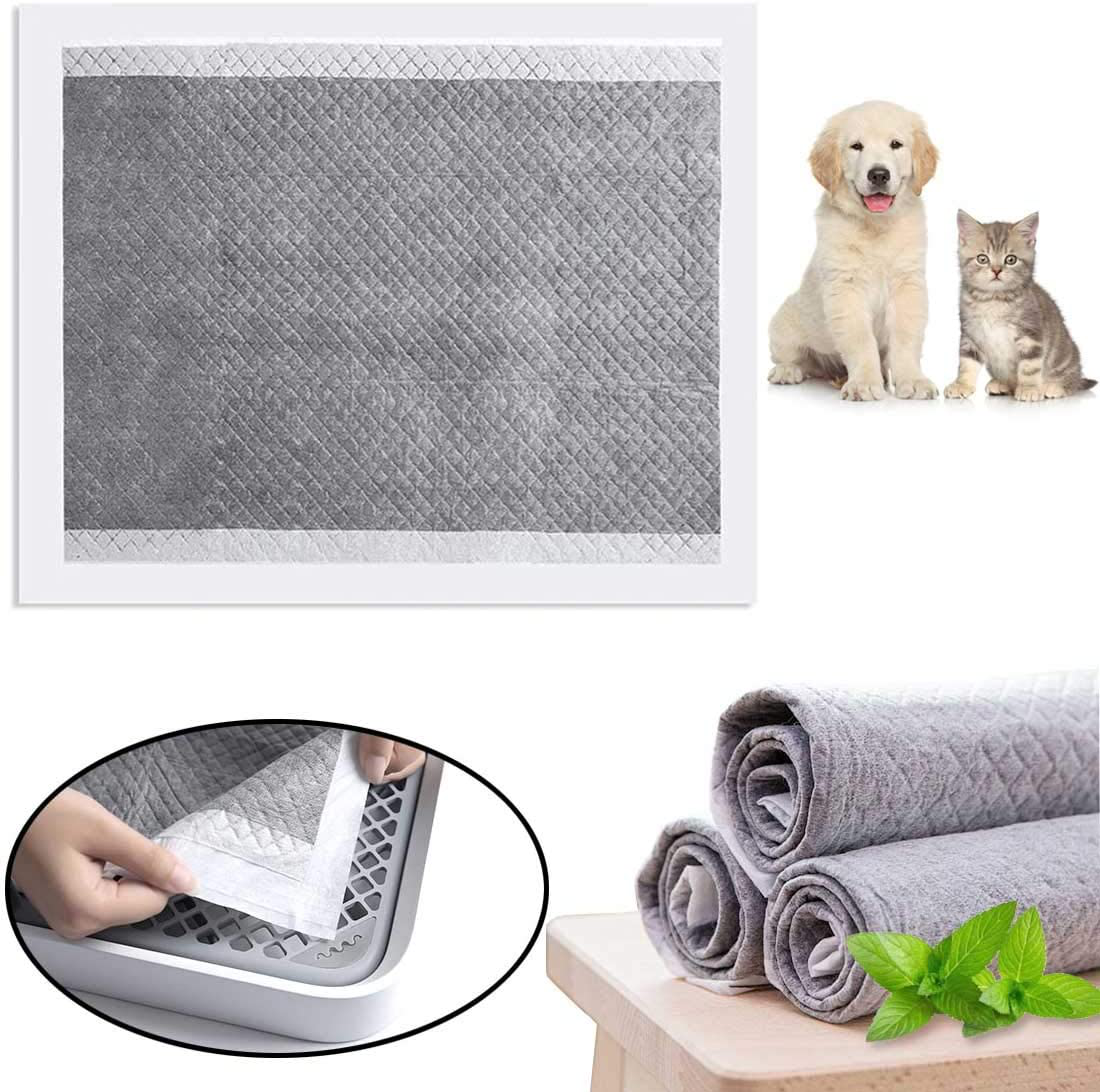 Kathson Rabbit Pee Pads Disposable Cage Liners 50PCS All-Absorb Black Carbon Odor-Control Bunny Training Accessories with Quick-Dry Surface for Puppy Guinea Pig Kitten Hedgehog Small Animals Animals & Pet Supplies > Pet Supplies > Small Animal Supplies > Small Animal Bedding kathson   