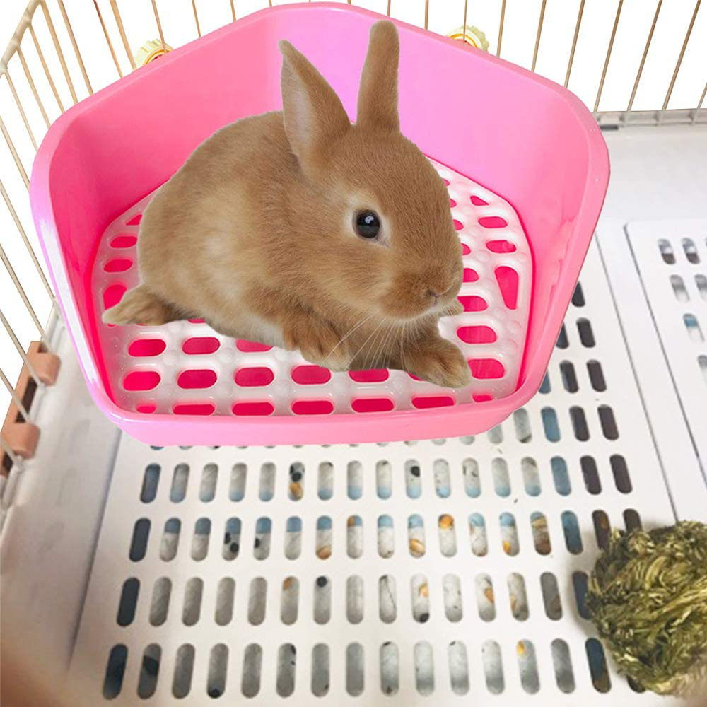 Kathson Rabbit Litter Box, Small Animal Potty Trainer Corner Pet Toilet Litter Bedding Box Pan for Guinea Pig, Hamster, Bunny, Ferrets, Mouse