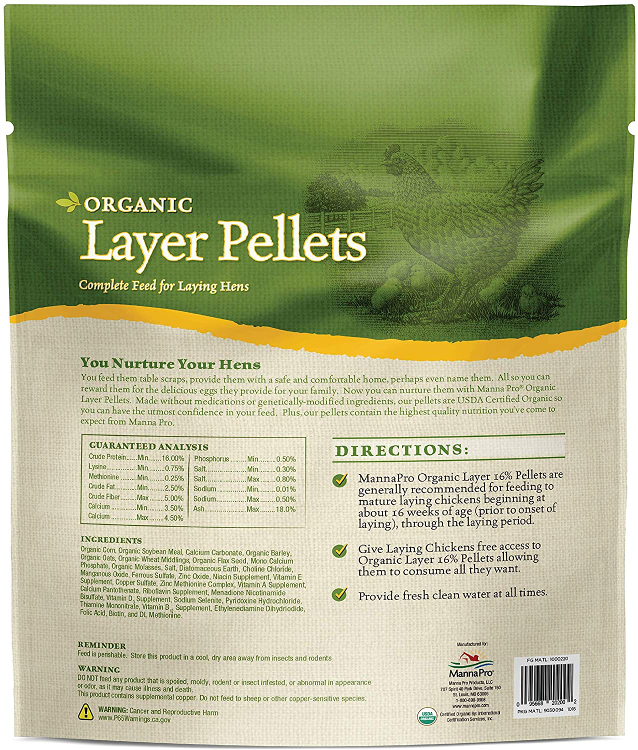 Manna Pro Layer Pellets for Chickens | Non-Gmo & Organic High Protein Feed for Laying Hens Animals & Pet Supplies > Pet Supplies > Bird Supplies > Bird Treats Manna Pro   