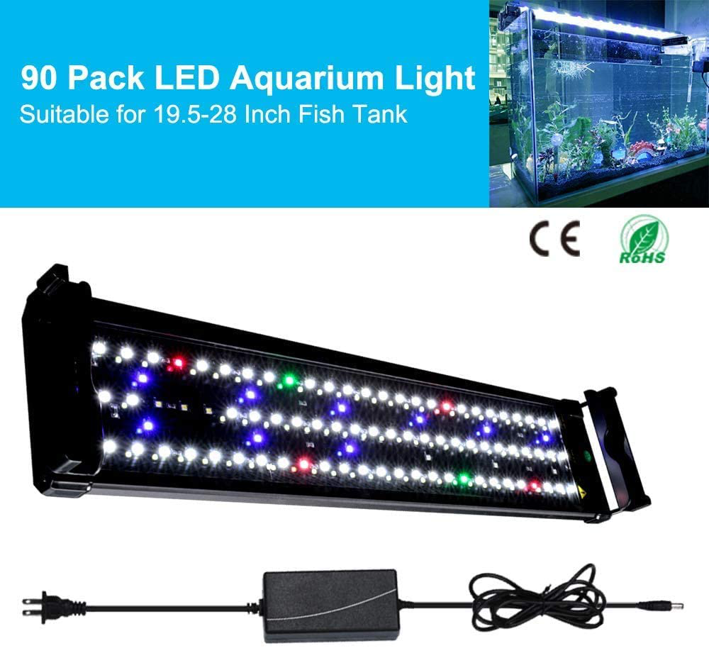 LED Aquarium Light,Multi-Color Full Spectrum Aquarium Hood Lighting,Supper-Bright 90 LED Lights for Fish Tank 19.5-28 Inch Animals & Pet Supplies > Pet Supplies > Fish Supplies > Aquarium Lighting MUCH   