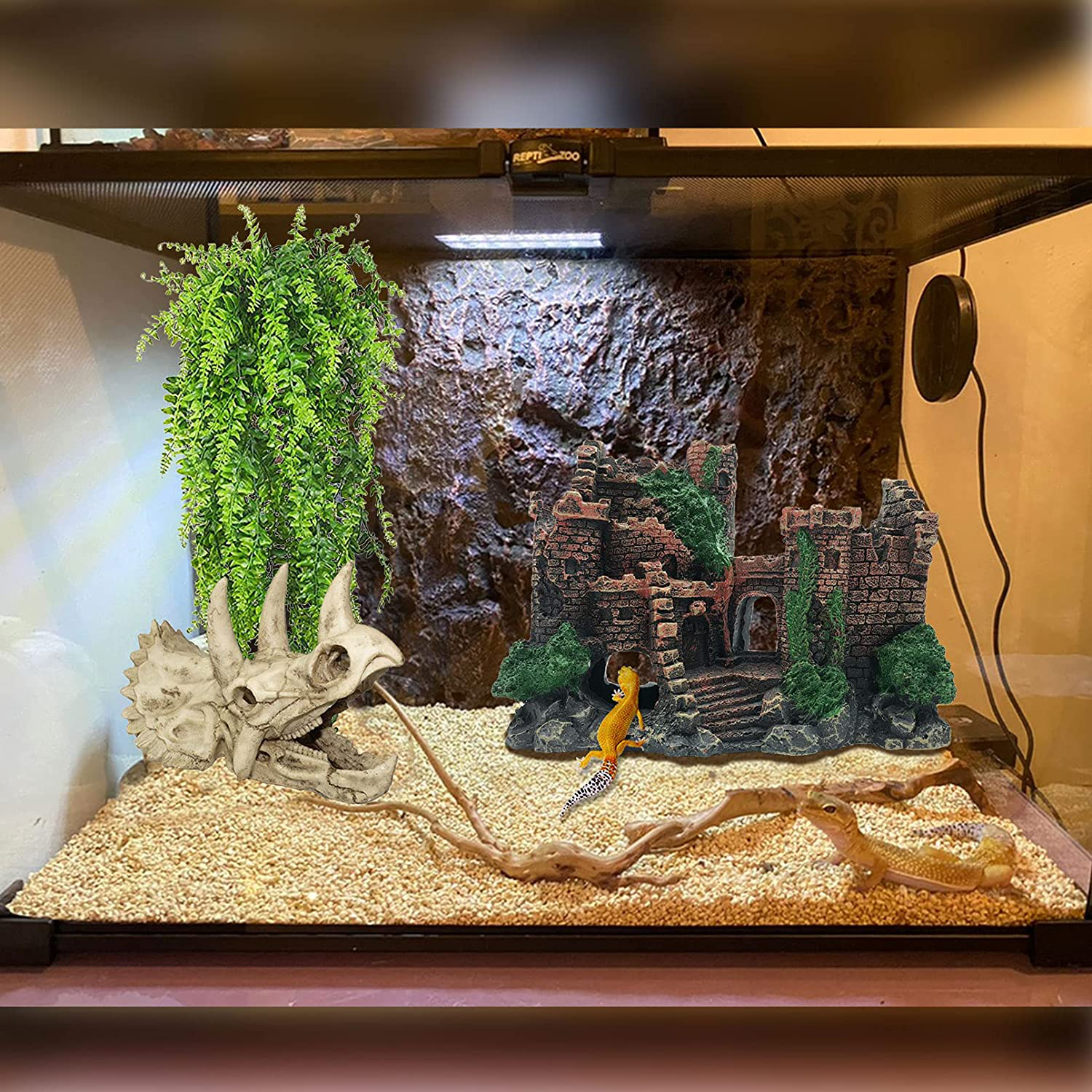 Tfwadmx Resin Classical Castle Reptile Habitat Decorations Lizard Hideouts Cave Coconut Shell Hut Realistic Details Ornament Terrarium Accessories for Bearded Dragons,Snake,Gecko and Hermit Crabs Animals & Pet Supplies > Pet Supplies > Reptile & Amphibian Supplies > Reptile & Amphibian Habitat Accessories Tfwadmx   