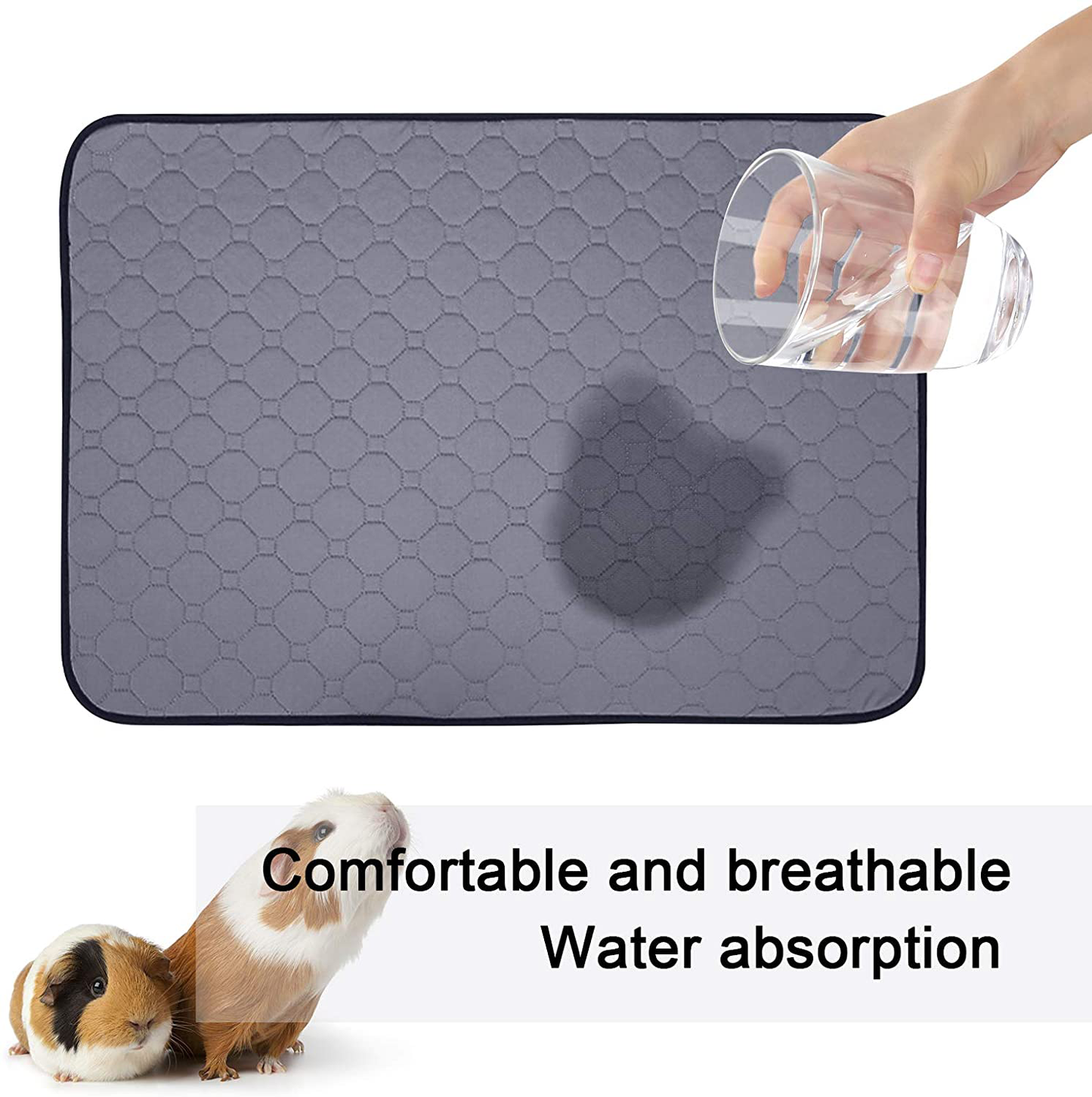 Britimes Guinea Pig Cage Liners, Washable & anti Slip Guinea Pig Bedding Pee Pads Accessories, Absorbent Mat, Grey for Small Animals Animals & Pet Supplies > Pet Supplies > Small Animal Supplies > Small Animal Bedding Britimes   