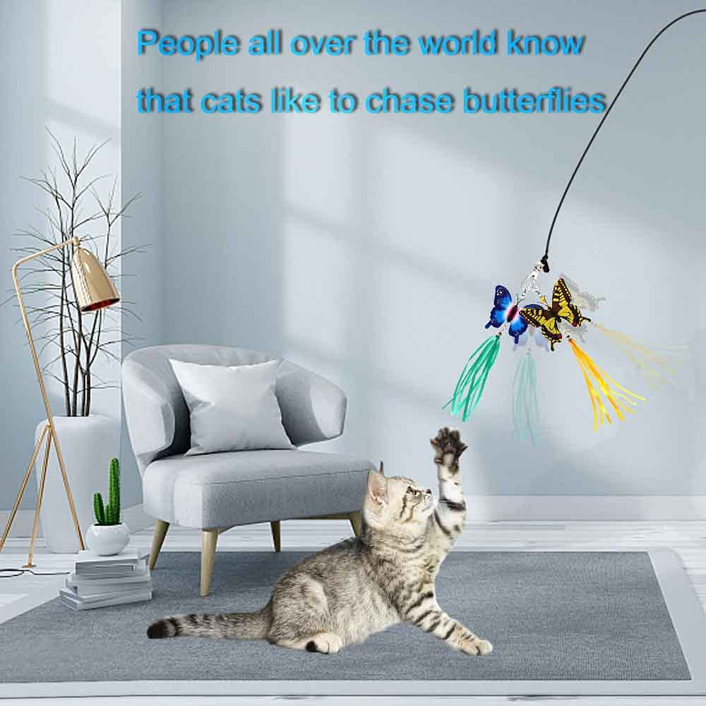 OODOSI Cat Wand Toy, Interactive Cat Toys with 2 Poles & 9 Attachments Worm Feathers, Cat Feather Toy for Kitten Cat for Indoor Cats Animals & Pet Supplies > Pet Supplies > Cat Supplies > Cat Toys OODOSI   