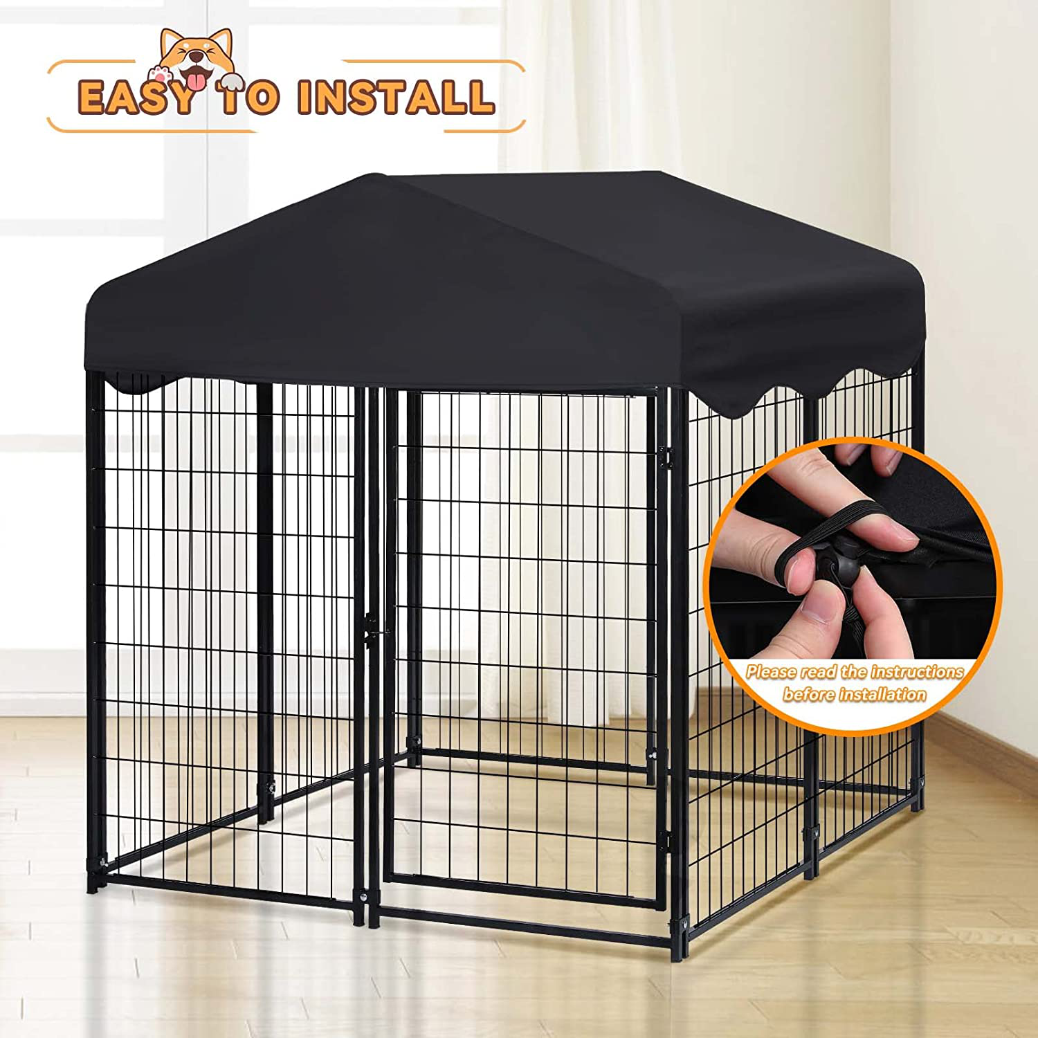 TOOCAPRO Large Dog Kennel 4Ft X 4.2Ft X 4.45Ft Dog Crate Cage