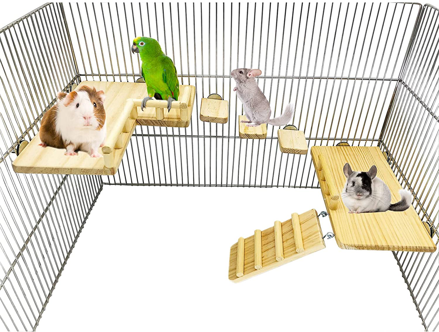 CAREUPET Squirrel Hamster Wooden Platform Jumping Board Climbing Ladder,Bird Perches Cage Toys,Natural Wooden Gerbil Standing Platform, Chinchilla Cage Accessories Animals & Pet Supplies > Pet Supplies > Bird Supplies > Bird Ladders & Perches CAREUPET   