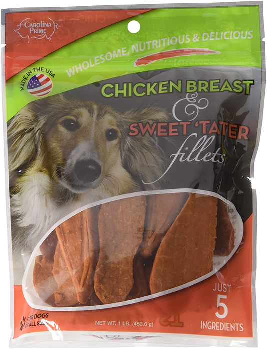 Carolina Prime - Chicken Breast & Sweet Tater Fillets (1Lb.) - Naturally Nutricious Dog Treats Animals & Pet Supplies > Pet Supplies > Dog Supplies > Dog Treats Carolina Prime Pet   