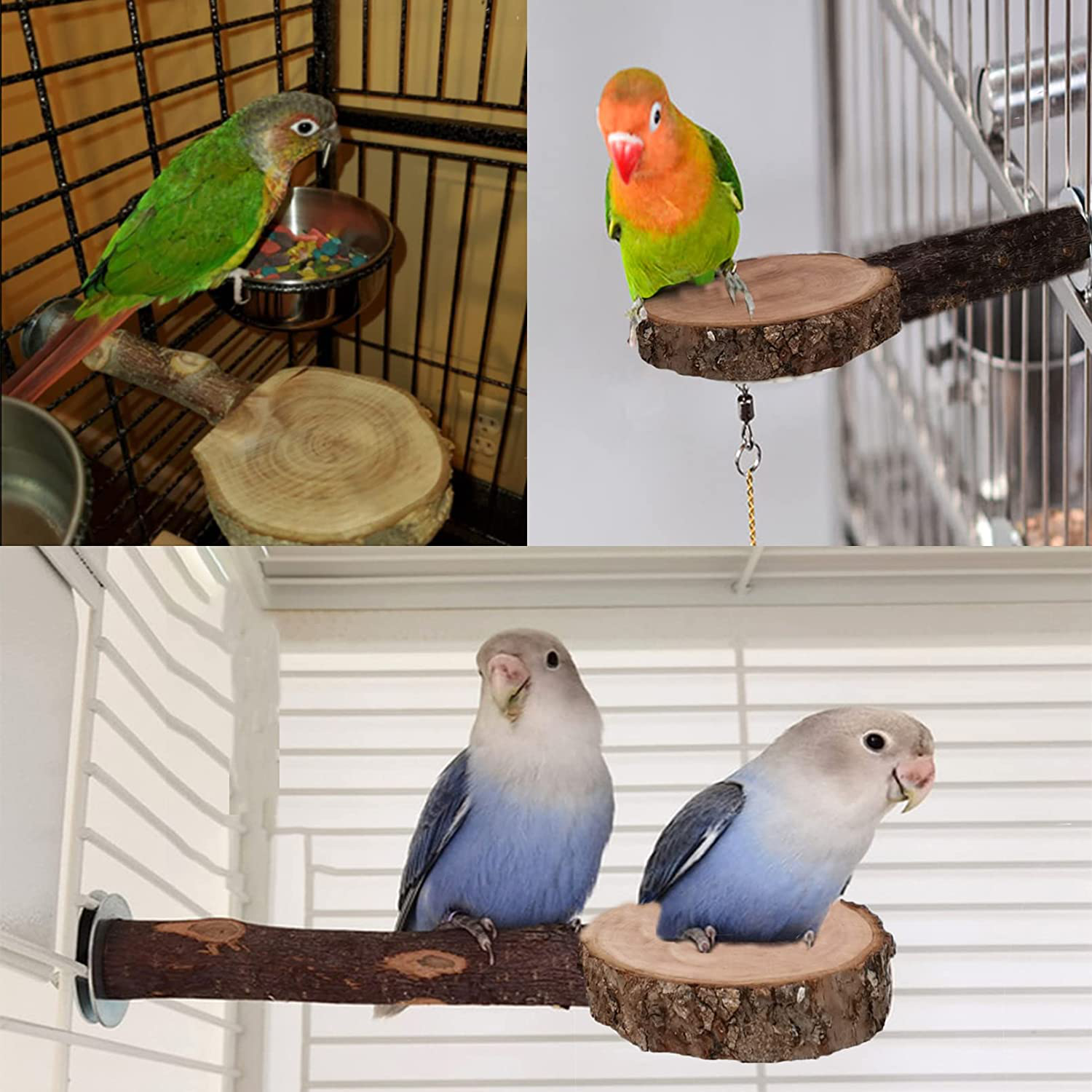 Tfwadmx Bird Perch Stand, Wood Parrot Platform for Cage Natural Wooden Playground Cage Accessories for Small Parakeets Parrot Budgies Cockatiels Conure Lovebirds, 2 Pcs. Animals & Pet Supplies > Pet Supplies > Bird Supplies > Bird Gyms & Playstands Tfwadmx   