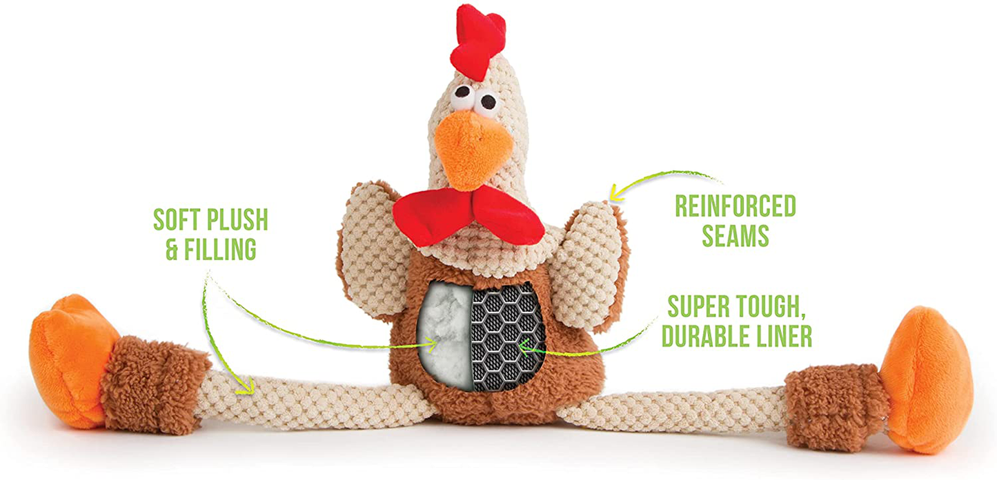 Godog Checkers Skinny Rooster with Chew Guard Technology Tough Plush Dog Toy,Brown, Large Animals & Pet Supplies > Pet Supplies > Dog Supplies > Dog Toys goDog   