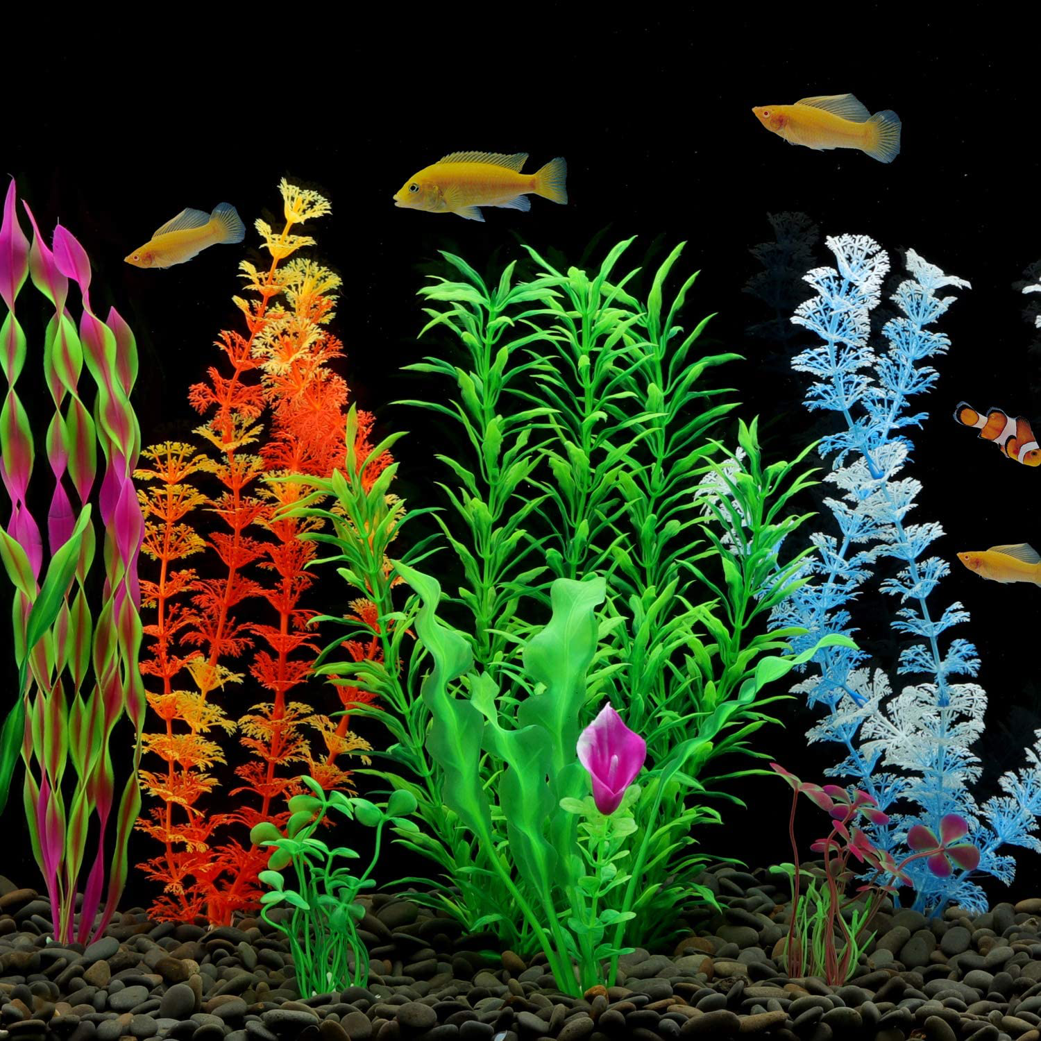 Mylifeunit Artificial Fish Tank Plants, Plastic Aquariums Plants Decorations, Set of 10 Animals & Pet Supplies > Pet Supplies > Fish Supplies > Aquarium Decor MyLifeUNIT   