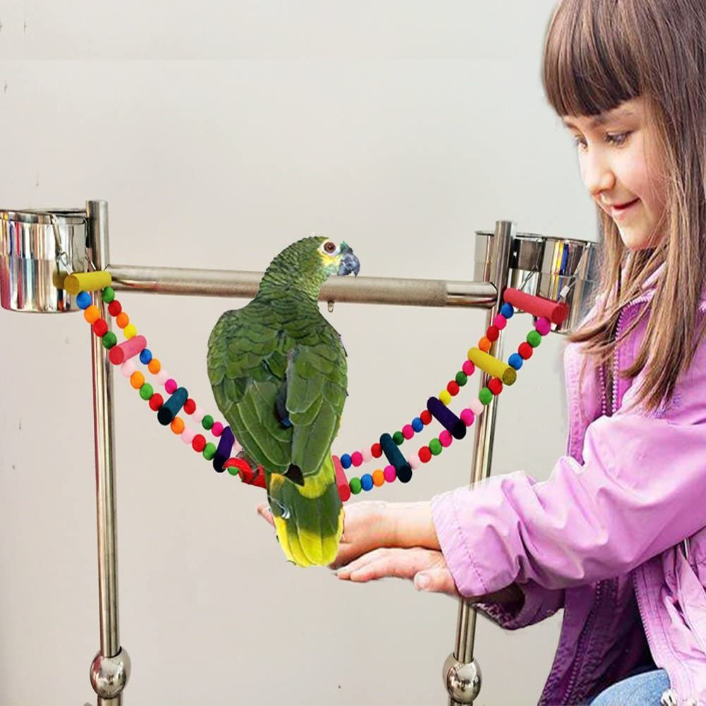 Bonaweite Bird Parrot Toys, Naturals Rope Colorful Step Ladder Swing Bridge for Pet Trainning Playing, Flexible Birds Cage Accessories Decoration for Cockatiel Conure Parakeet Animals & Pet Supplies > Pet Supplies > Bird Supplies > Bird Cage Accessories Bonaweite   