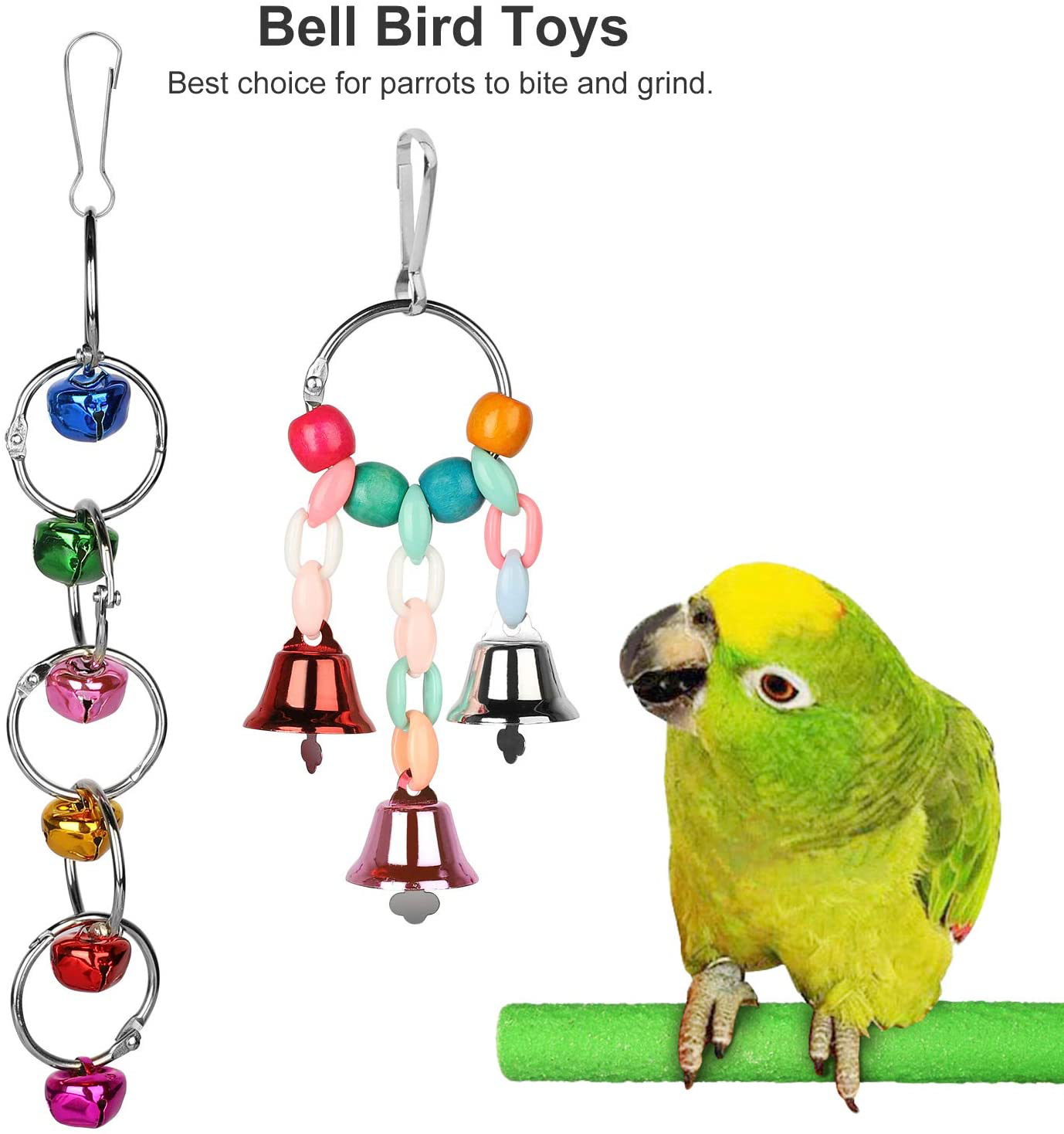 SUNJOYCO 13 Pack Bird Parrot Swing Toys Colorful Hanging Hammock Bell Cage Chewing Climbing Toys for Small Parakeets Conures Cockatiels Macaws Finches Love Birds Animals & Pet Supplies > Pet Supplies > Bird Supplies > Bird Cage Accessories SUNJOYCO   