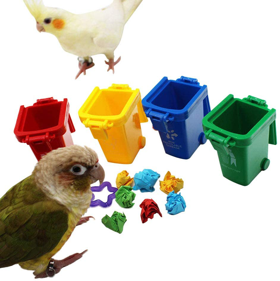 QBLEEV Conure Toys, Color Sorting Bin Bird Toys, Teaching Tool Box Parrot Toys, Trick Prop Training Education Interactive Toys for Cockatiel Quaker Lovebirds