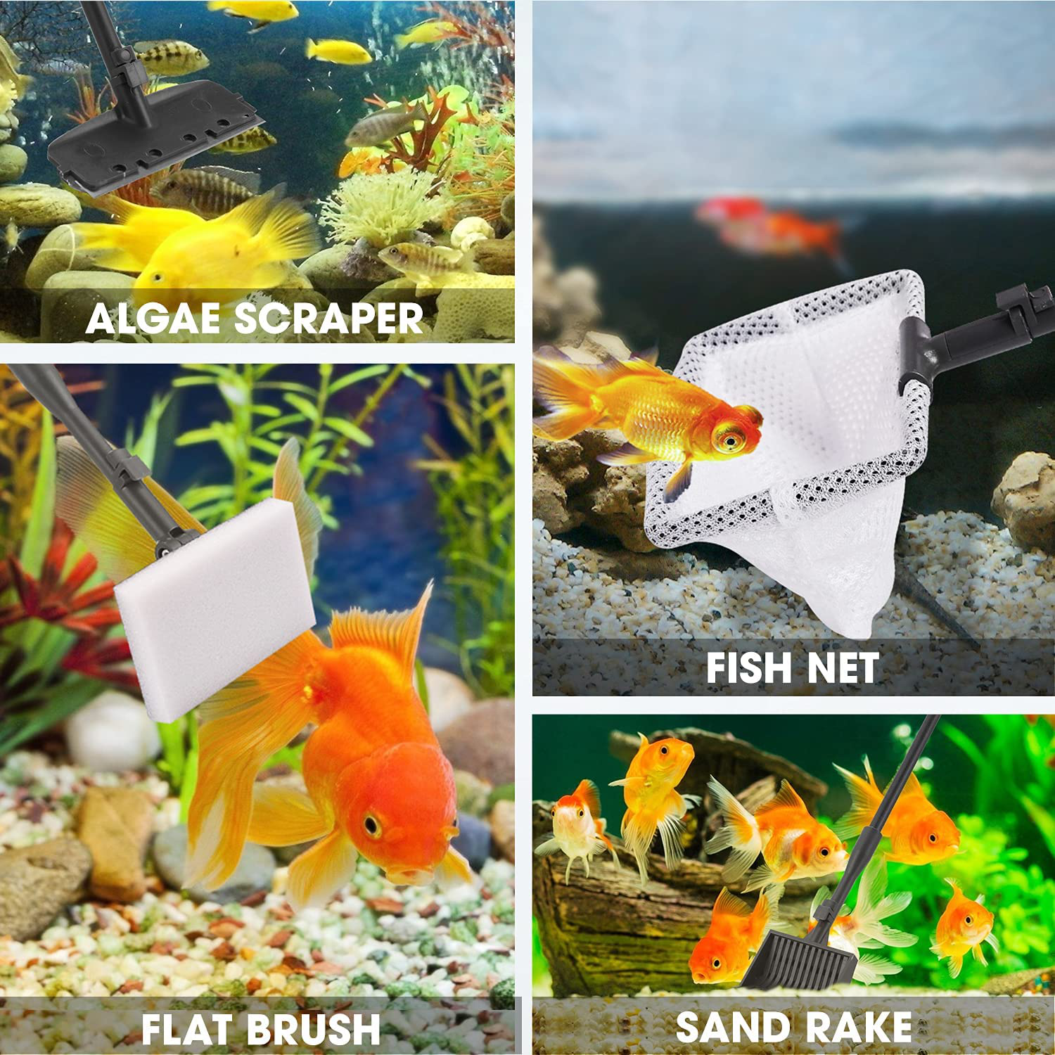 6 in 1 Aquarium Cleaning Tool Kit Fish Tank Cleaning Kit for 20-160 Gallon  Tank