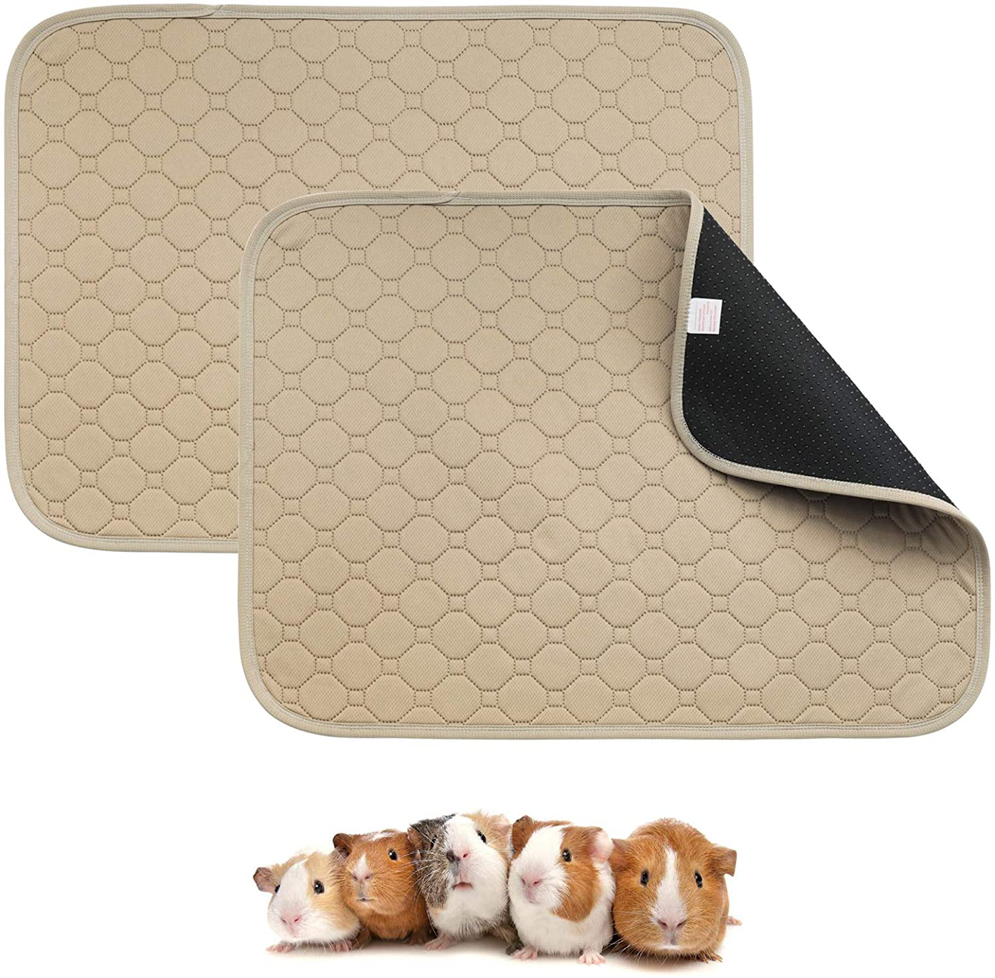 Sycore Guinea Pig Pee Changing Pads 2 Pack, Washable Waterproof Fleece Cage Liners for Guinea Pig and Small Pet Animals,Reusable anti Slip Guinea Pig Bedding Pee Pad Small Size (Grey) Animals & Pet Supplies > Pet Supplies > Small Animal Supplies > Small Animal Bedding SYcore Khaki  