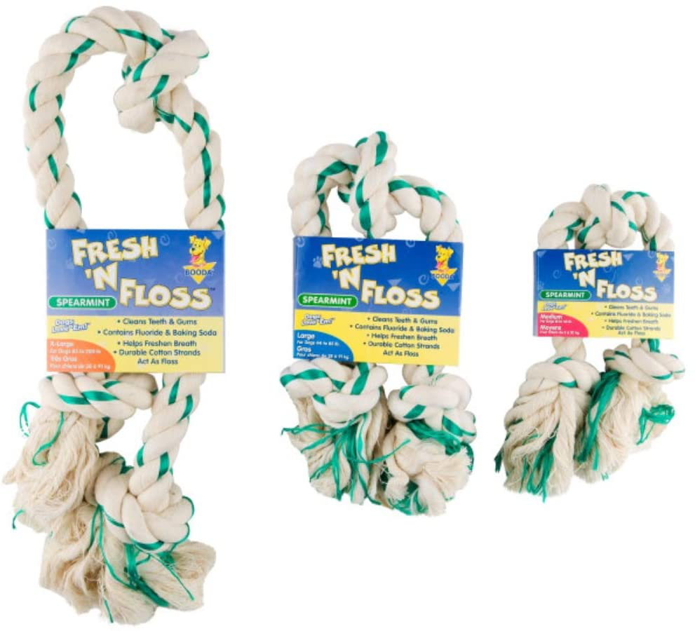 Booda Fresh N Floss 3 Knot Tug Rope Dog Toy, Large, Spearmint