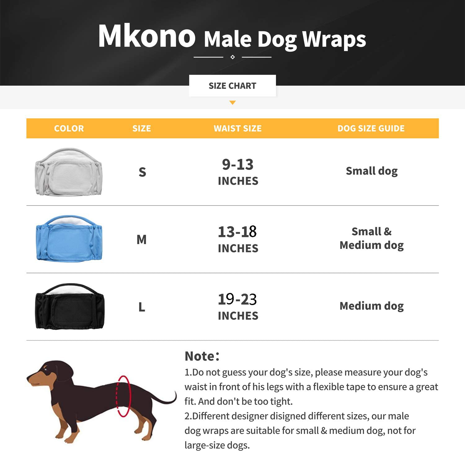 Mkono Male Dog Belly Band Wraps Washable Reusable Diapers for Small and Medium Dogs(3 Pack) Animals & Pet Supplies > Pet Supplies > Dog Supplies > Dog Diaper Pads & Liners Mkono   