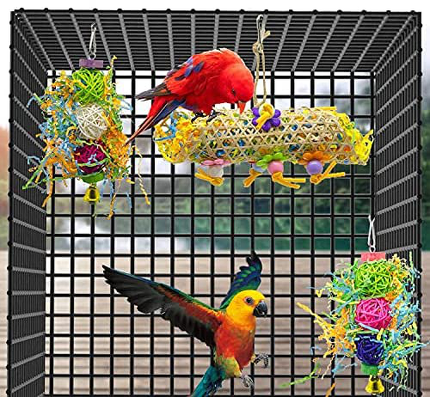 Ebaokuup 3Pack Bird Chewing Toys Foraging Shredder Toy Parrot Cage Shredder Toy Bird Loofah Toys Foraging Hanging Toy for Cockatiel Conure African Grey Parrot