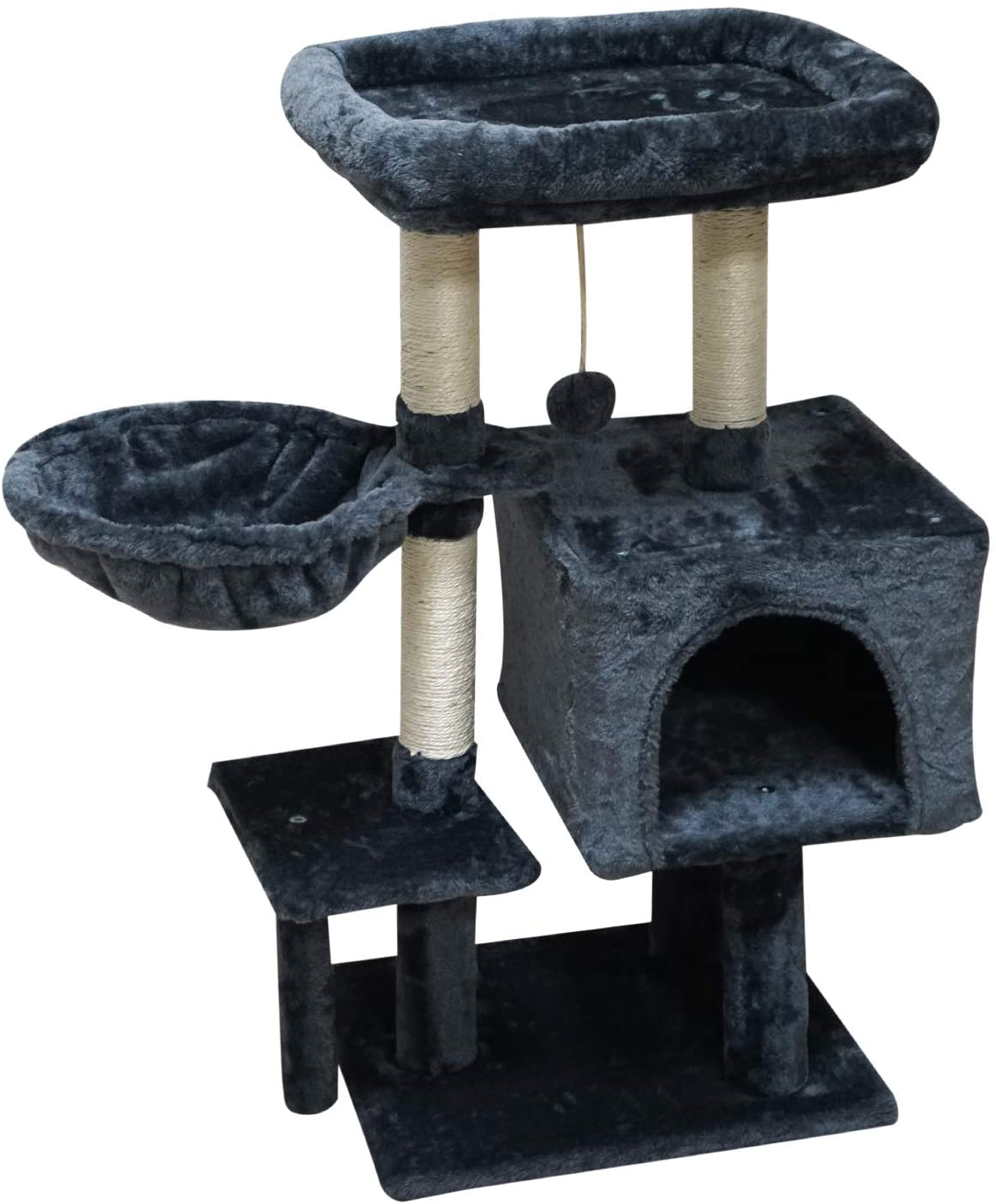 FISH&NAP Cat Tree Cat Tower Cat Condo Sisal Scratching Posts with Jump Platform Cat Furniture Activity Center Play House Grey Animals & Pet Supplies > Pet Supplies > Cat Supplies > Cat Furniture FISH&NAP Smokygrey  