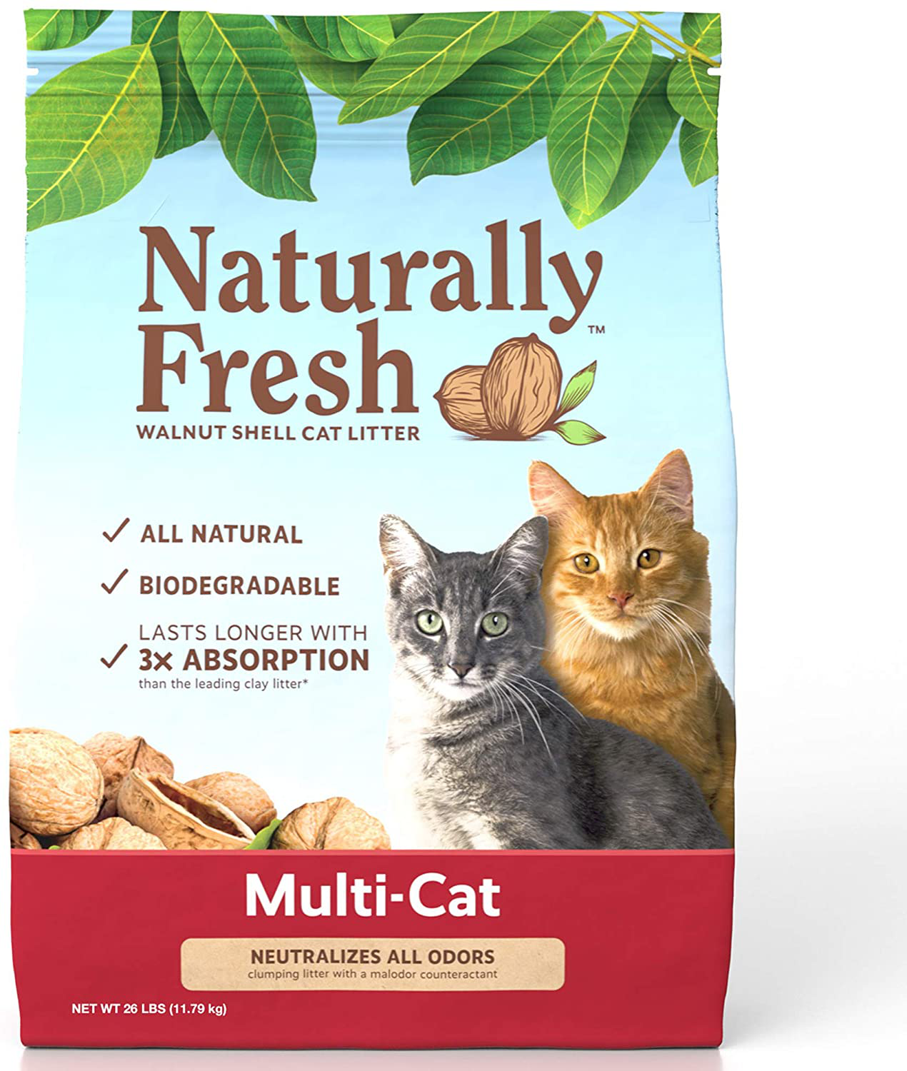 Naturally Fresh Cat Litter - Walnut Animals & Pet Supplies > Pet Supplies > Cat Supplies > Cat Litter Naturally Fresh Multi-Cat Unscented 26 lb 