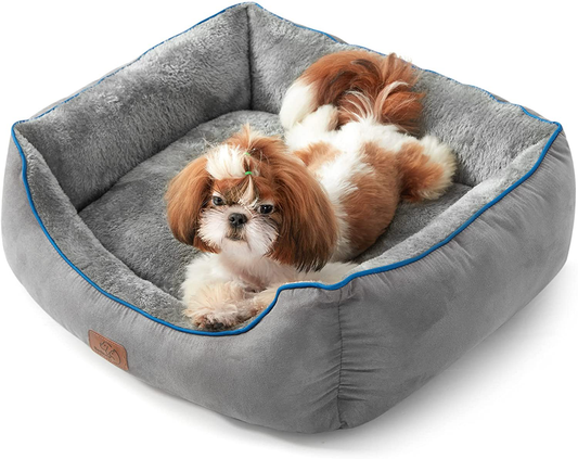 Bedsure Small Dog Bed for Small Medium Dogs Washable - Cat Beds for Indoor Cats, 20/25 Inches Rectangle Cuddle Puppy Bed with Anti-Slip Bottom Animals & Pet Supplies > Pet Supplies > Cat Supplies > Cat Beds Bedsure Grey S(20"X19"X6") 