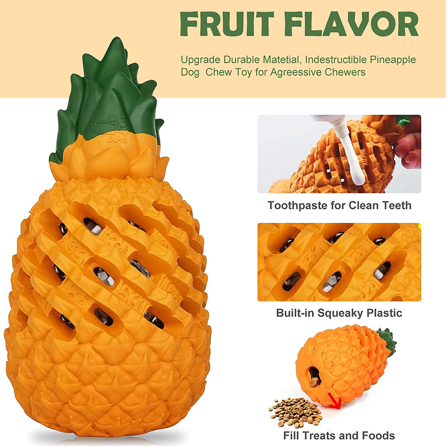 Dog Toys for Aggressive Chewers Large Breed, Lifetime Replacement, Indestructible Dog Chew Toys, Pineapple Dog Toy Interactive Dog Toys, Food Grade Tough Dog Toys Puppy Teething Toy Animals & Pet Supplies > Pet Supplies > Dog Supplies > Dog Toys FAIRWIN   