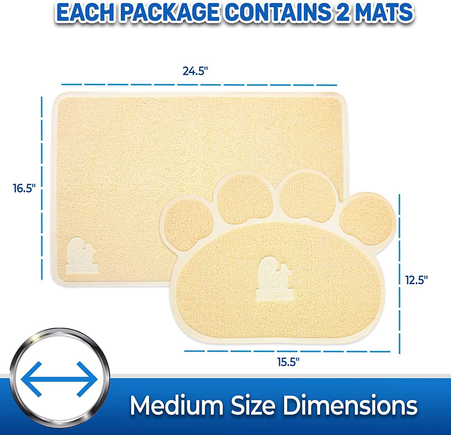 Pet Magasin Cat Litter Mat (2-Mat Set) - Soft and Durable Pet Litter Mats for Cats, Dogs, and Puppies - One Big (24.5'' X 16.5'') and One Small (15.5'' X 12.5) Animals & Pet Supplies > Pet Supplies > Cat Supplies > Cat Litter Box Mats Pet Magasin   