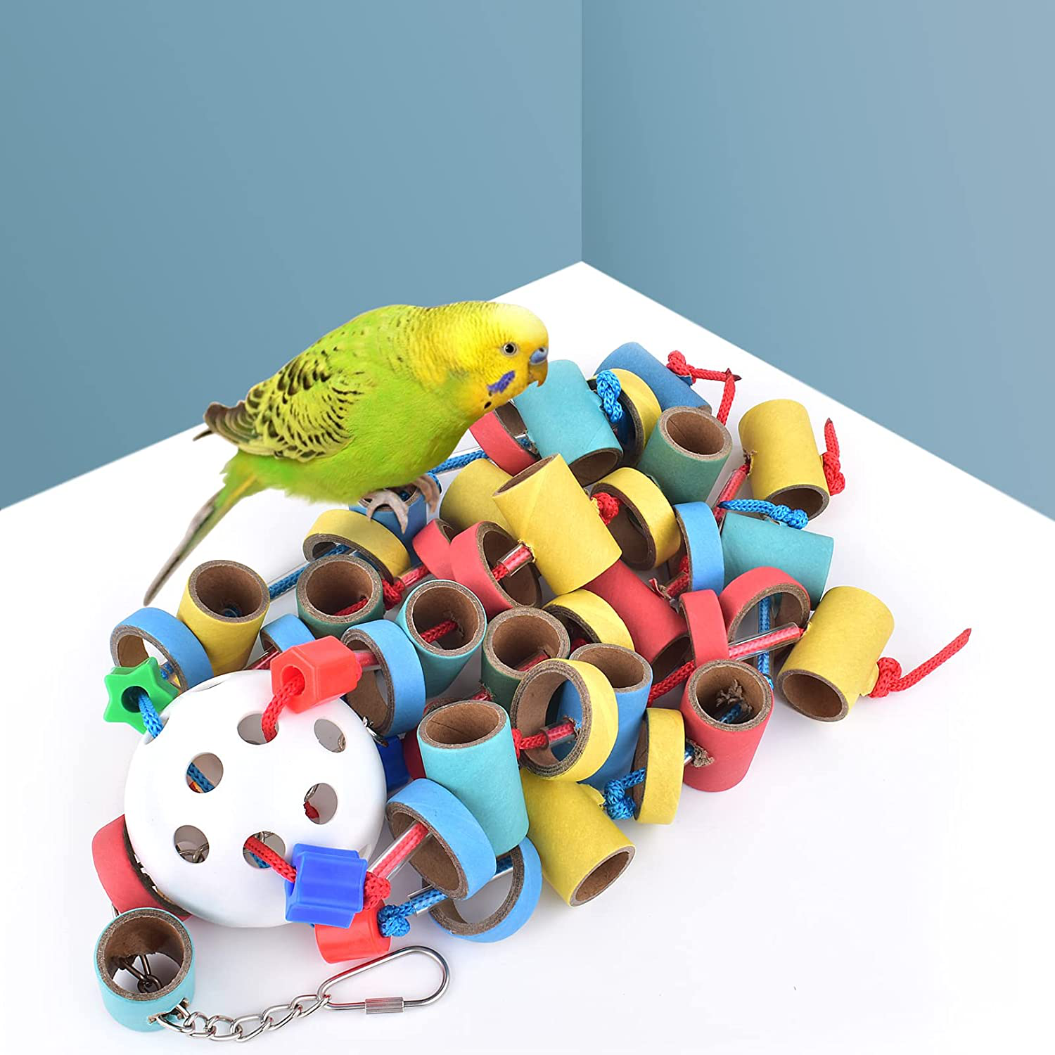 Bissap Bird Toys for Parrots, Bagel Cascade Bird Toy Paper Cardboard Rings Birds Chewing Parrots Toys for Amazons African Greys Eclectus Cockatoos Macaws and Pet Birds Animals & Pet Supplies > Pet Supplies > Bird Supplies > Bird Toys Bissap   