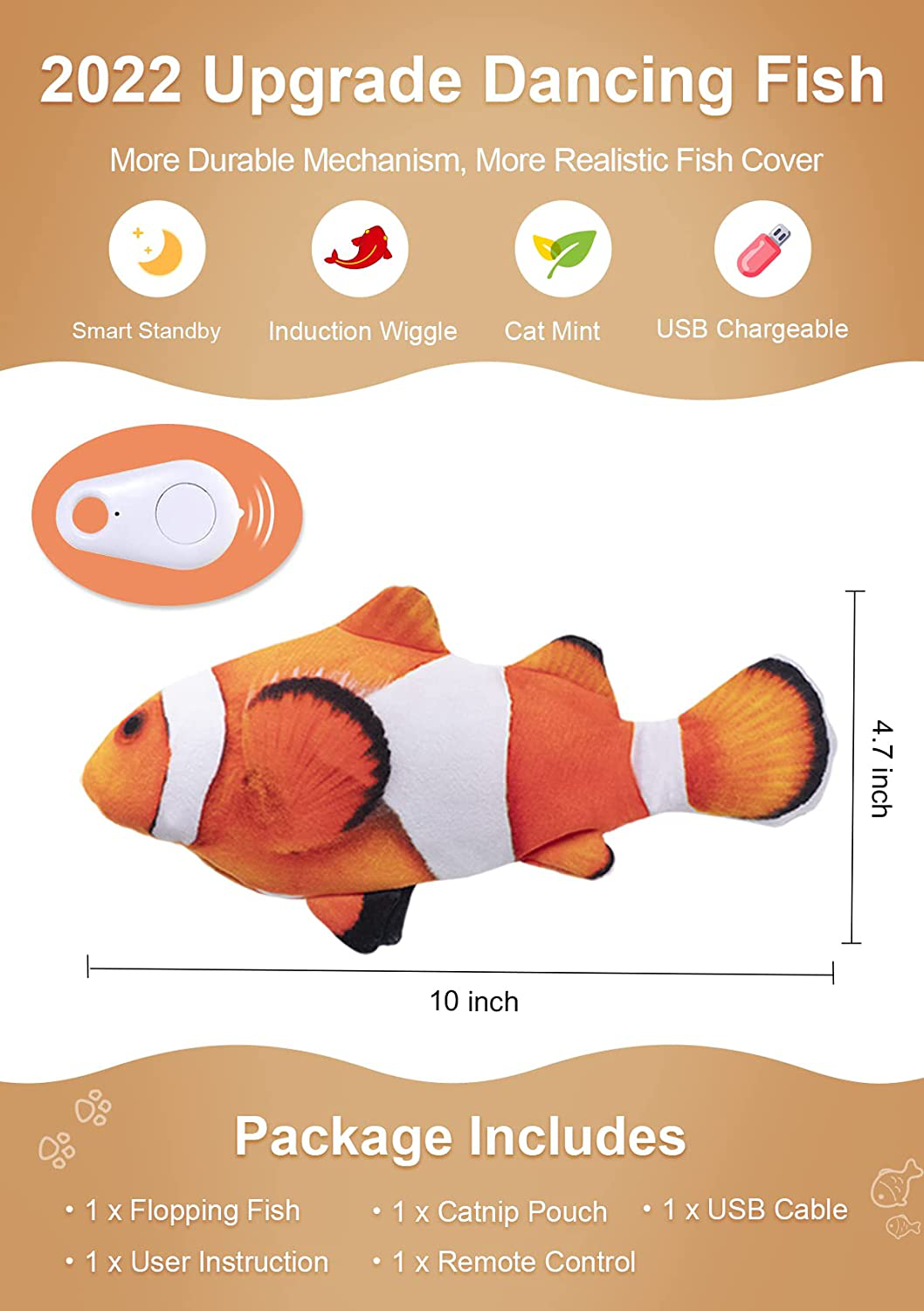 Potaroma Floppy Fish Toy with Remote Upgraded for 2022, Realistic Moving Flopping Fish, Cat Kicker Wiggle Fish Catnip Toys, Motion Kitten Toy, Interactive Cat Toys for Cat Exercise Animals & Pet Supplies > Pet Supplies > Bird Supplies > Bird Treats Potaroma   