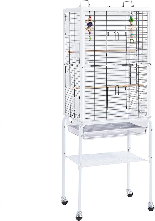 Topeakmart Rolling Open Top Transparent Parakeet Bird Cage for Small Birds Canaries Cockatiels Conures W/Toys Animals & Pet Supplies > Pet Supplies > Bird Supplies > Bird Cages & Stands Topeakmart   