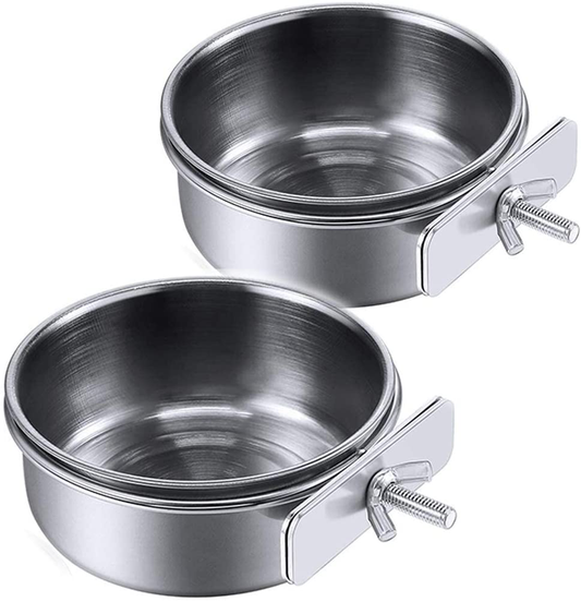 PINVNBY Parrot Feeding Cups Birds Food Dish Stainless Steel Parrot Feeders Water Cage Bowls with Clamp Holder for Cockatiel Conure Budgies Parakeet Parrot Macaw Small Animal Chinchilla Pack of 2 Animals & Pet Supplies > Pet Supplies > Bird Supplies > Bird Cage Accessories PINVNBY   