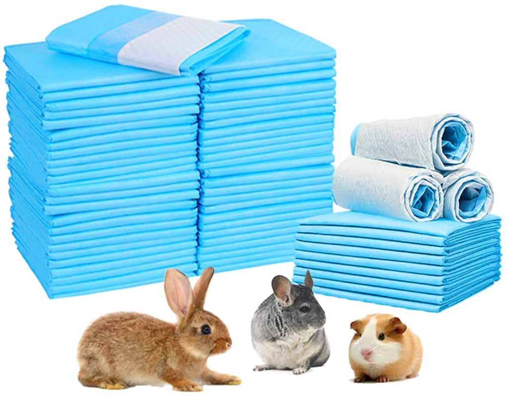Amakunft 100 Pcs Rabbit Pee Pads, 18" X 13" Pet Toilet/Potty Training Pads, Super Absorbent Guinea Pig Disposable Diaper for Hedgehog, Hamster, Chinchilla, Cat, Reptile and Other Small Animal Animals & Pet Supplies > Pet Supplies > Small Animal Supplies > Small Animal Bedding Amakunft Blue  