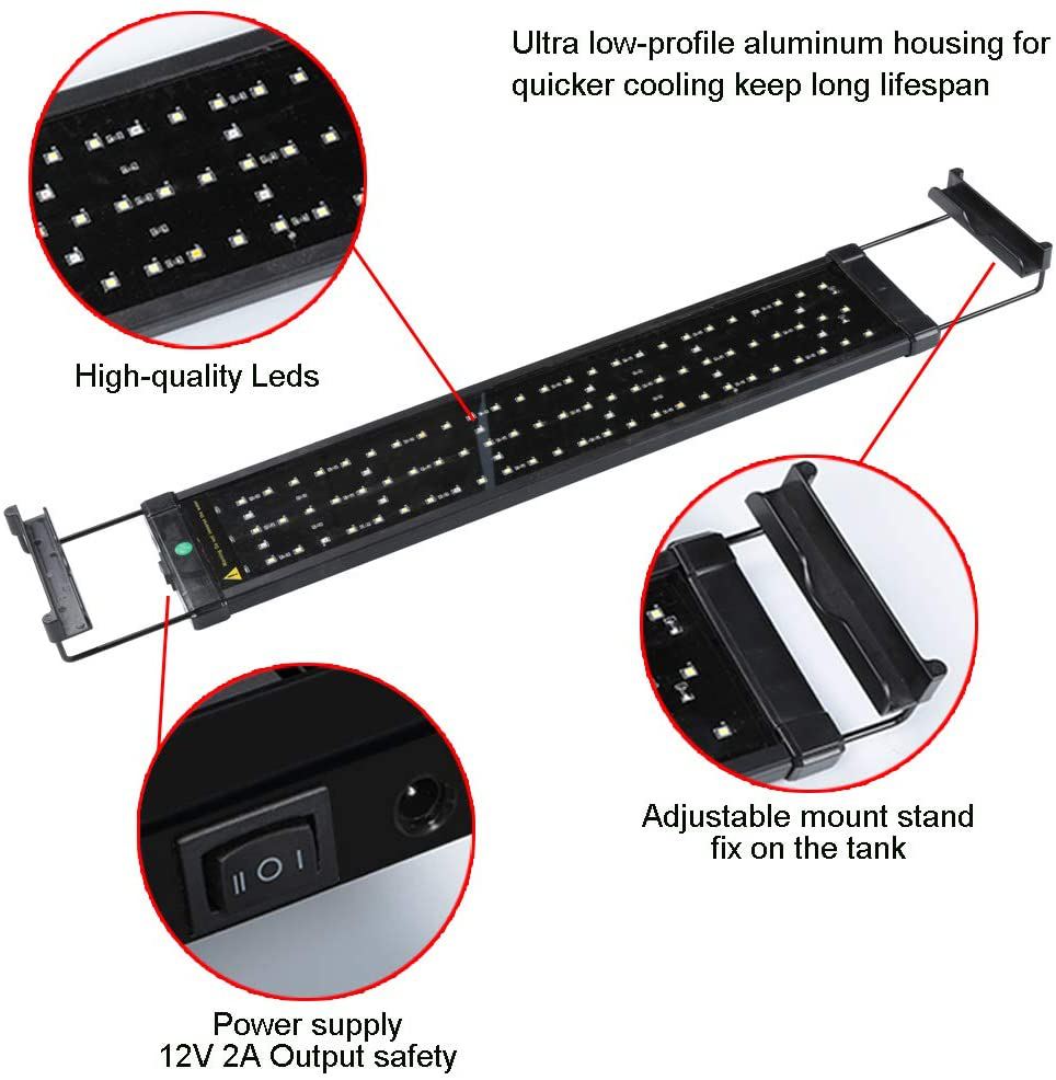 LED Aquarium Light,Multi-Color Full Spectrum Aquarium Hood Lighting,Supper-Bright 90 LED Lights for Fish Tank 19.5-28 Inch Animals & Pet Supplies > Pet Supplies > Fish Supplies > Aquarium Lighting MUCH   