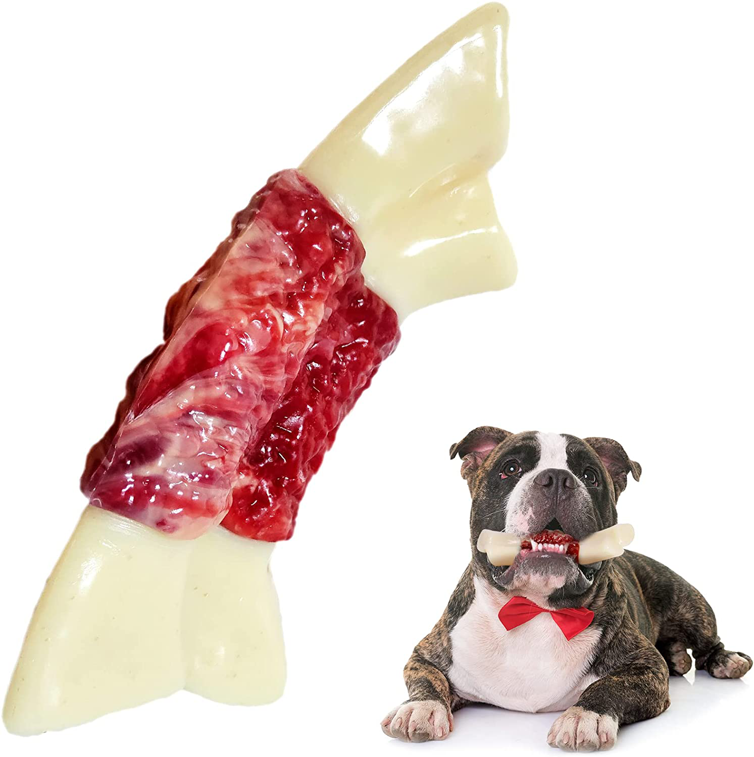 Dog Toys for Aggressive Chewers,Almost Indestructible Nylon Dog Bone Toy for Large Medium Breed,Non-Toxic Food Grade Nylon Puppy Teething Dog Chew Toys Durable Stick Toys-Real Beef Flavor Animals & Pet Supplies > Pet Supplies > Dog Supplies > Dog Toys JJXSLF4   
