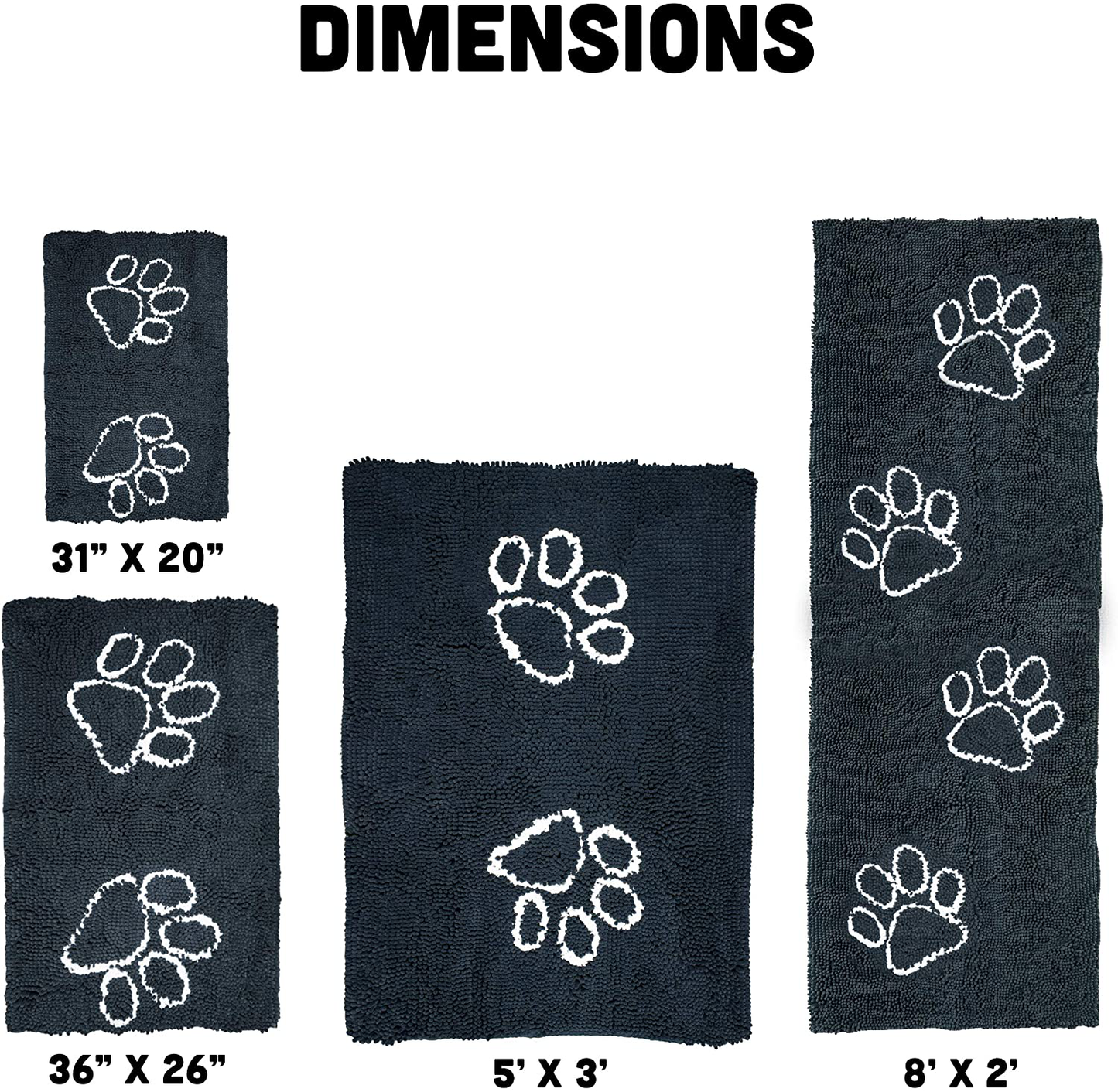 My Doggy Place - Ultra Absorbent Microfiber Dog Door Mat, Durable, Quick Drying, Washable, Prevent Mud Dirt, Keep Your House Clean (Light Grey W/Paw Print, Medium) - 31 X 20 Inch Animals & Pet Supplies > Pet Supplies > Dog Supplies > Dog Houses My Doggy Place   