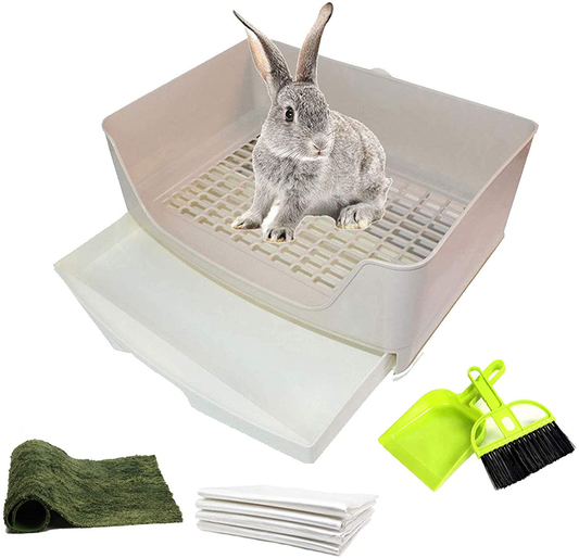 PINVNBY Large Rabbit Litter Box Corner Toilet Box Bigger Pan Pet Potty Trainer with Drawer for Adult Bunny Guinea Pig Chinchilla Ferret Galesaur Hedgehog Small Animals Animals & Pet Supplies > Pet Supplies > Small Animal Supplies > Small Animal Bedding PINVNBY Brown  