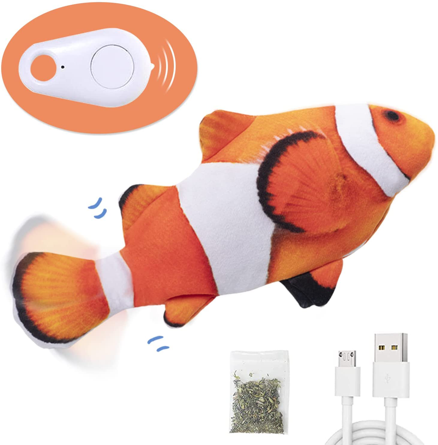 Potaroma Floppy Fish Toy with Remote Upgraded for 2022, Realistic Moving Flopping Fish, Cat Kicker Wiggle Fish Catnip Toys, Motion Kitten Toy, Interactive Cat Toys for Cat Exercise Animals & Pet Supplies > Pet Supplies > Bird Supplies > Bird Treats Potaroma Clownfish  