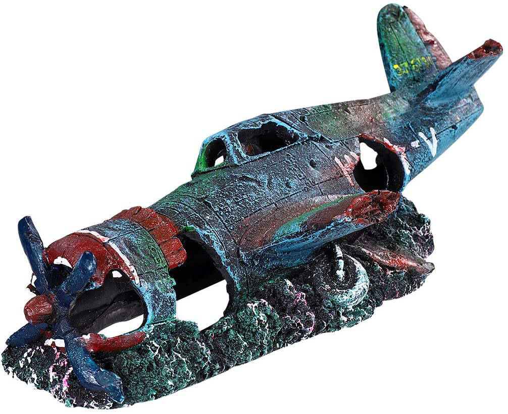 Balacoo Resin Fish Tank Ornament Fighter Plane Aquarium Decoration Cave Hideout Habitat Military Wreck Military Thunderbolt for Fish Tank Aquarium S Animals & Pet Supplies > Pet Supplies > Fish Supplies > Aquarium Decor balacoo   