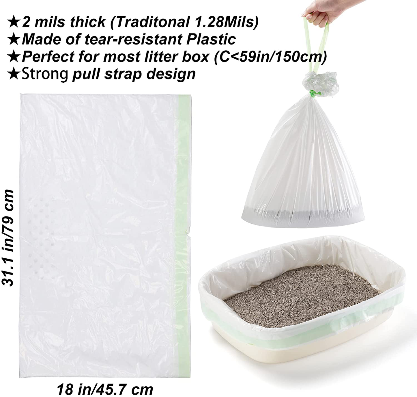 Vealind Sifting Cat Litter Box Liners 2 Mils Disposable Drawstring Cat Waste Liners (7 Pack-Small) Animals & Pet Supplies > Pet Supplies > Cat Supplies > Cat Litter Box Liners Vealind   