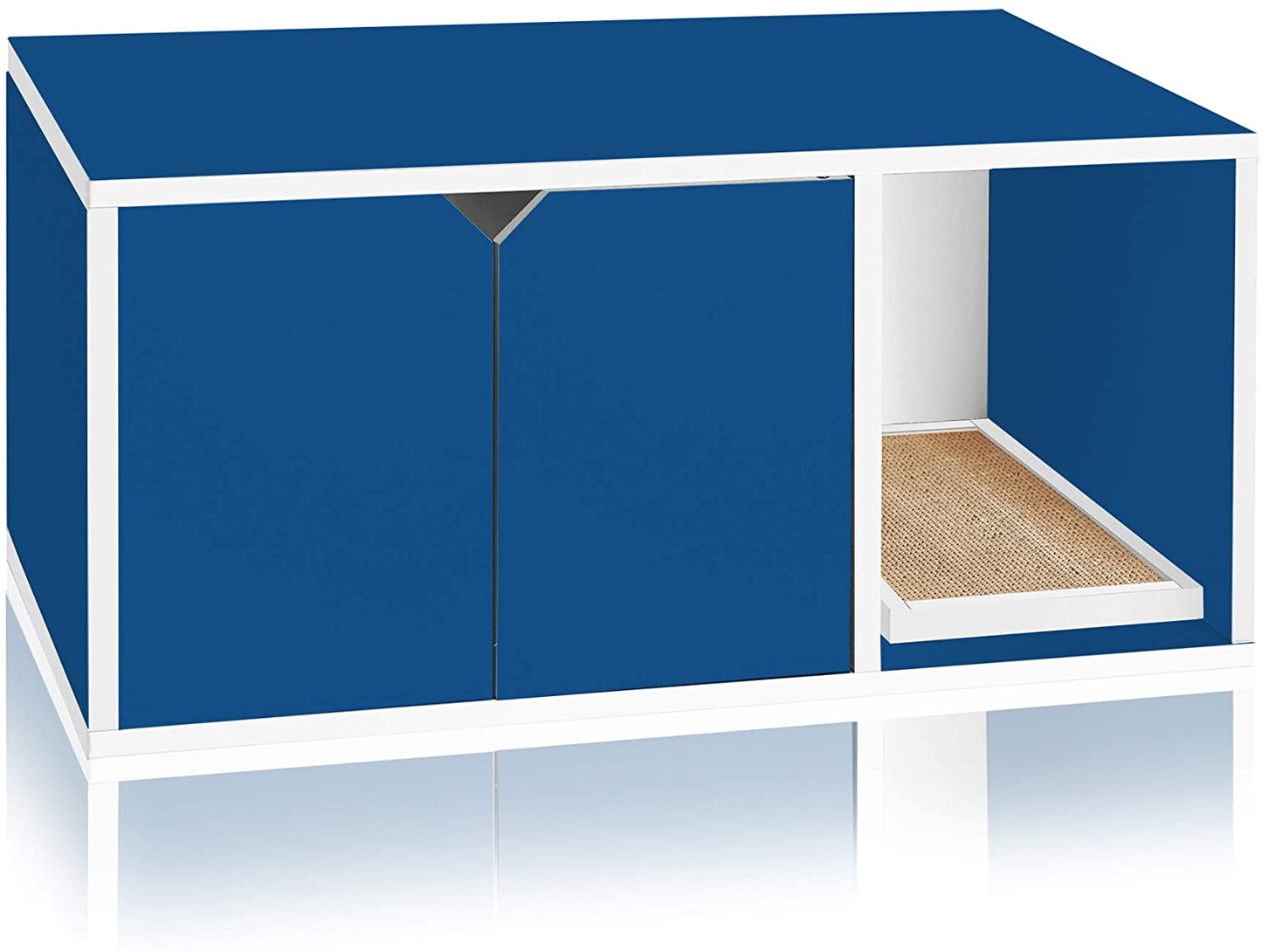 Way Basics Eco Cat Litter Box Enclosure Modern Cat Furniture (Tool-Free Assembly and Uniquely Crafted from Sustainable Non Toxic Zboard Paperboard) Animals & Pet Supplies > Pet Supplies > Cat Supplies > Cat Furniture Way Basics Blue  