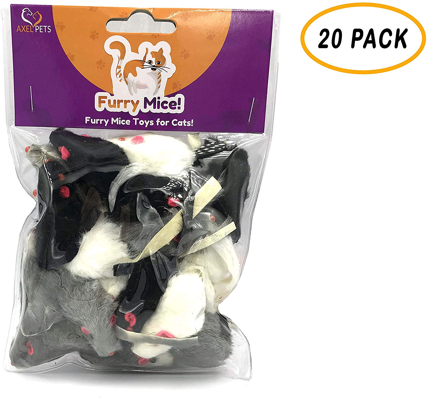 AXEL PETS 20 Furry Mice with Catnip and Rattle Sound Made of Real Rabbit Fur Interactive Catch Play Mouse Toy for Cat, Pack of 20 Mice Animals & Pet Supplies > Pet Supplies > Cat Supplies > Cat Toys AXEL PETS   