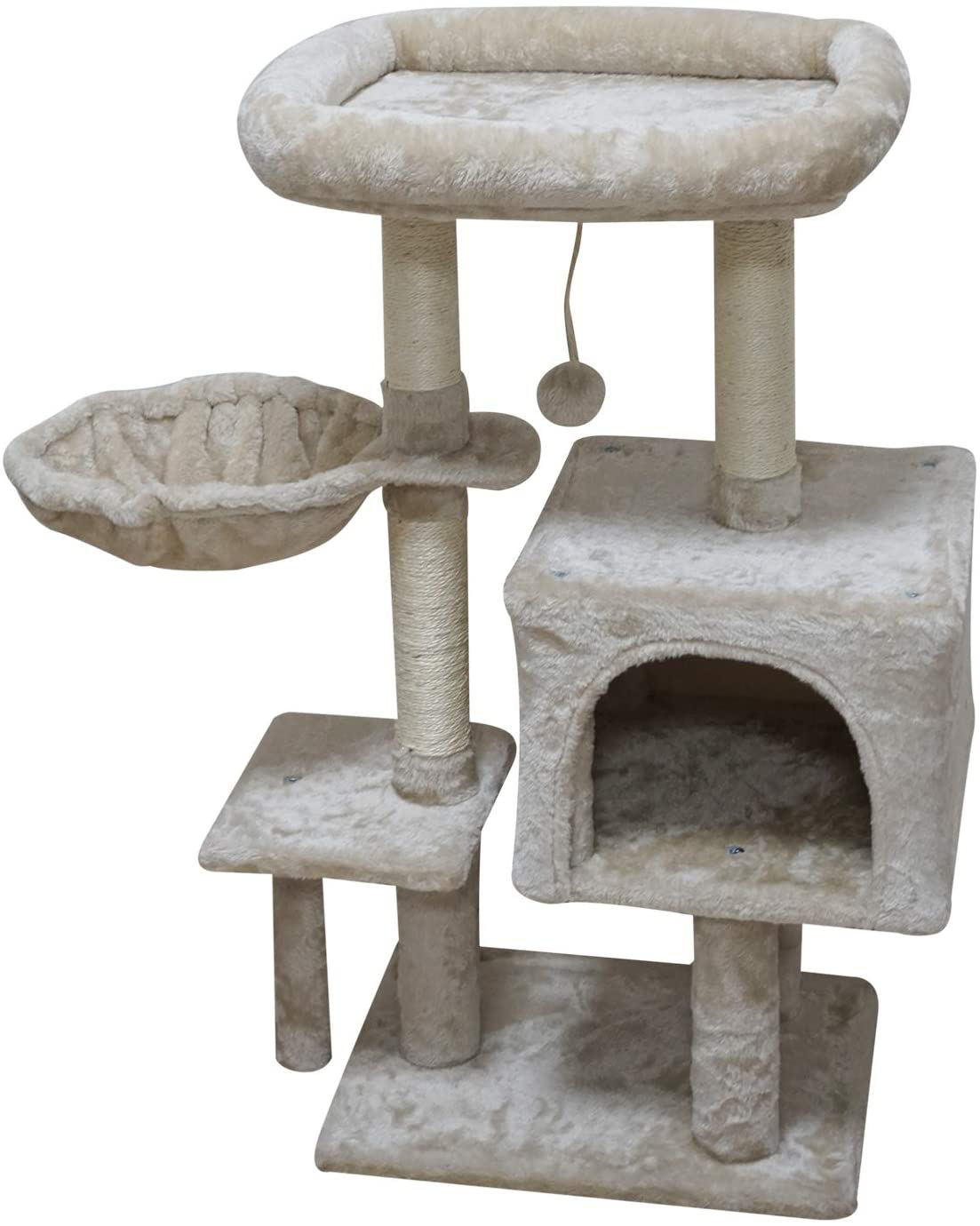 FISH&NAP Cat Tree Cat Tower Cat Condo Sisal Scratching Posts with Jump Platform Cat Furniture Activity Center Play House Grey Animals & Pet Supplies > Pet Supplies > Cat Supplies > Cat Furniture FISH&NAP   