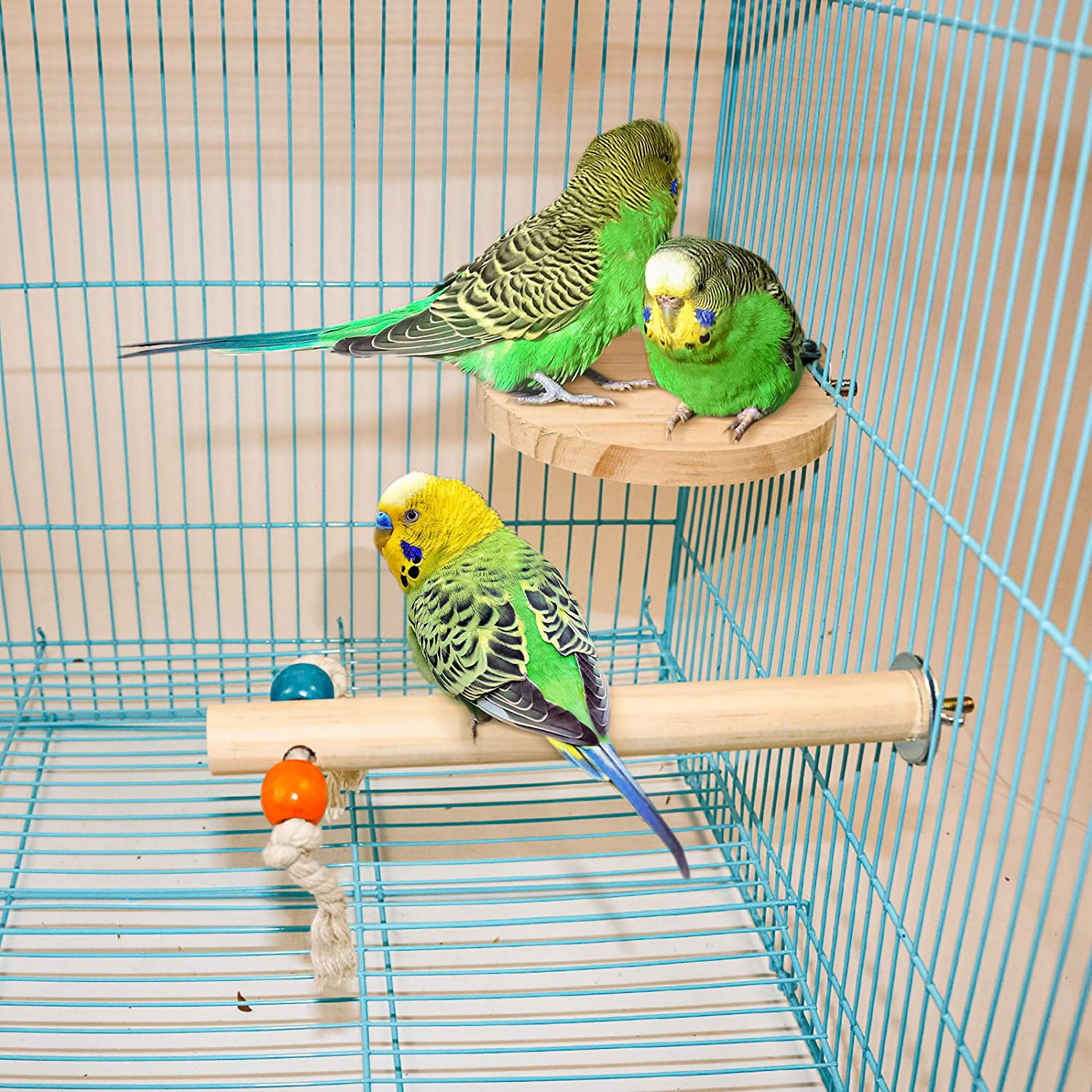 Roundler Bird Perches Stand Toy, Parrot Swing Climbing Ladder Toys, Birdcage Top Play Gyms Playground Stands Wooden Perch for Parakeet, Cockatiel, Lovebirds, Conure and Finches Animals & Pet Supplies > Pet Supplies > Bird Supplies > Bird Gyms & Playstands Roundler   