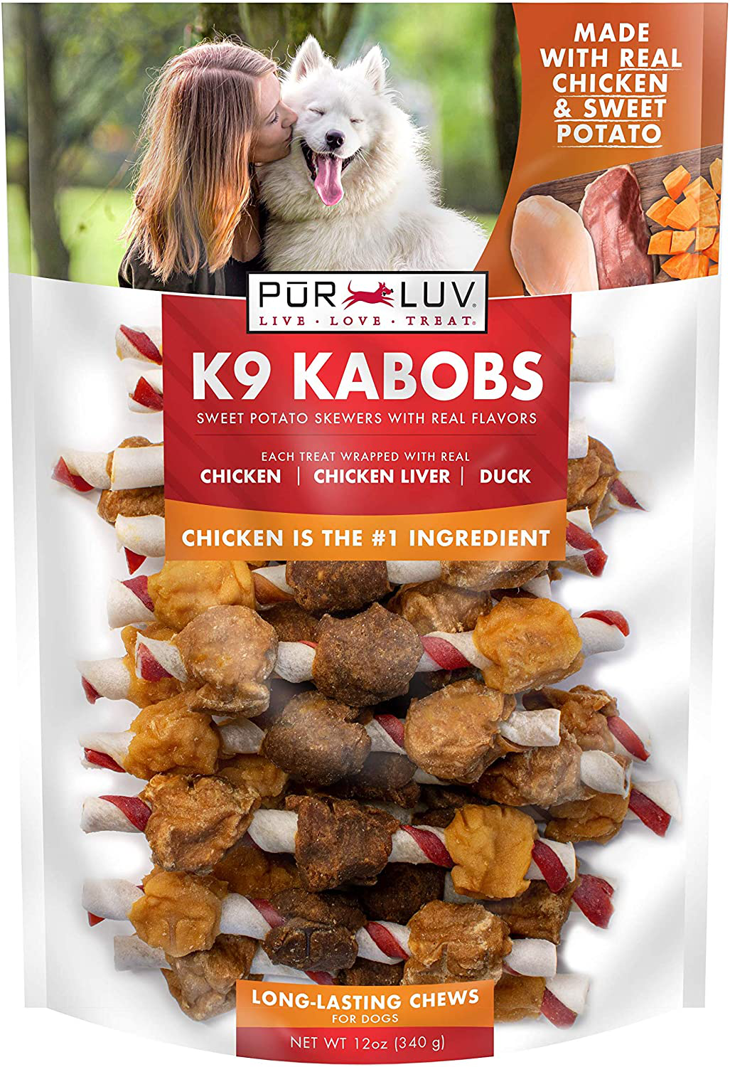Pur Luv K9 Kabob Dog Treats Animals & Pet Supplies > Pet Supplies > Dog Supplies > Dog Treats PetIQ Chicken, Duck, and Sweet Potato  